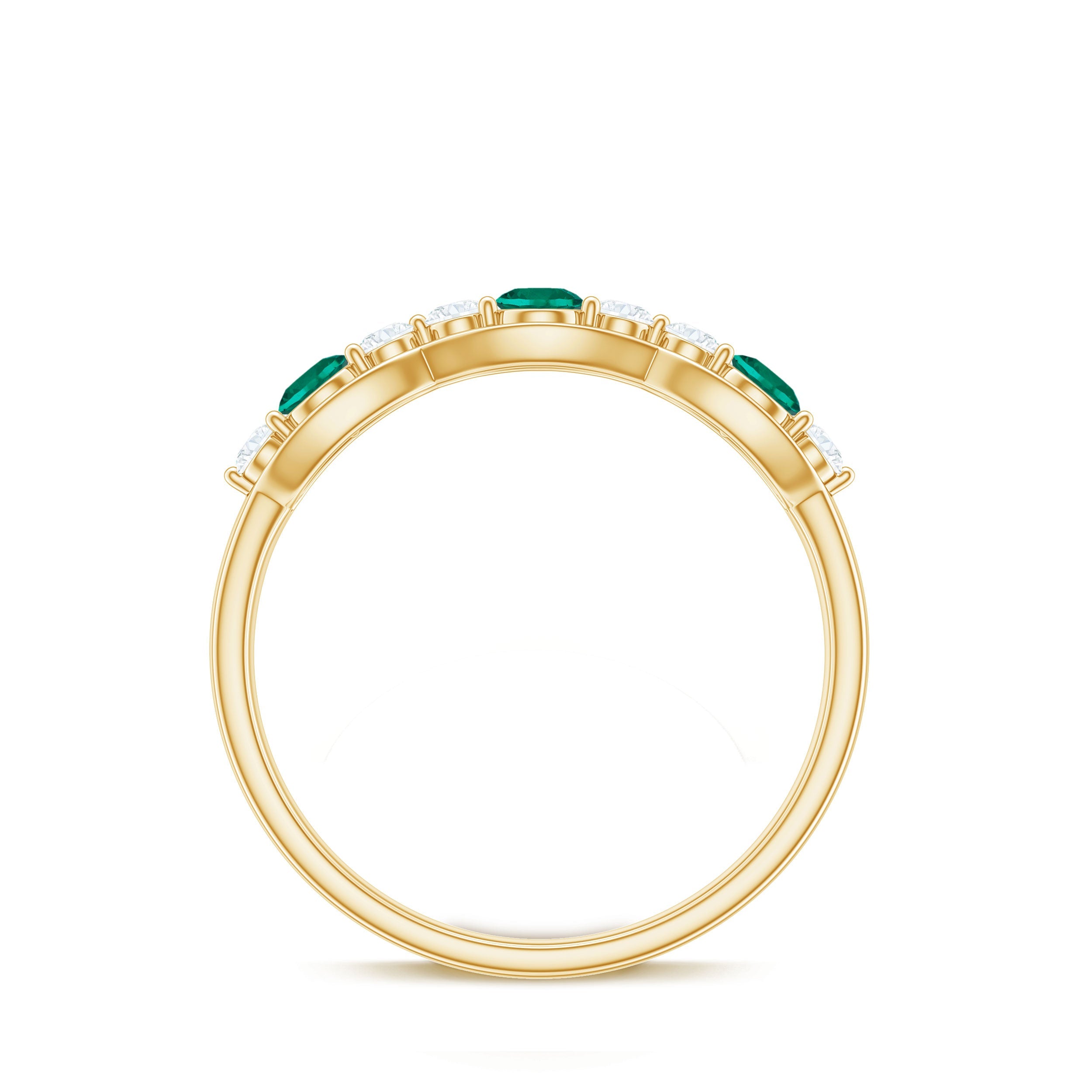 Certified Lab Grown Emerald Diamond Half Eternity Anniversary Ring
