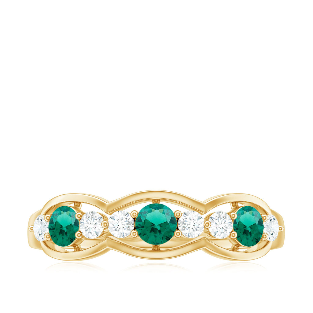 Certified Lab Grown Emerald Diamond Half Eternity Anniversary Ring