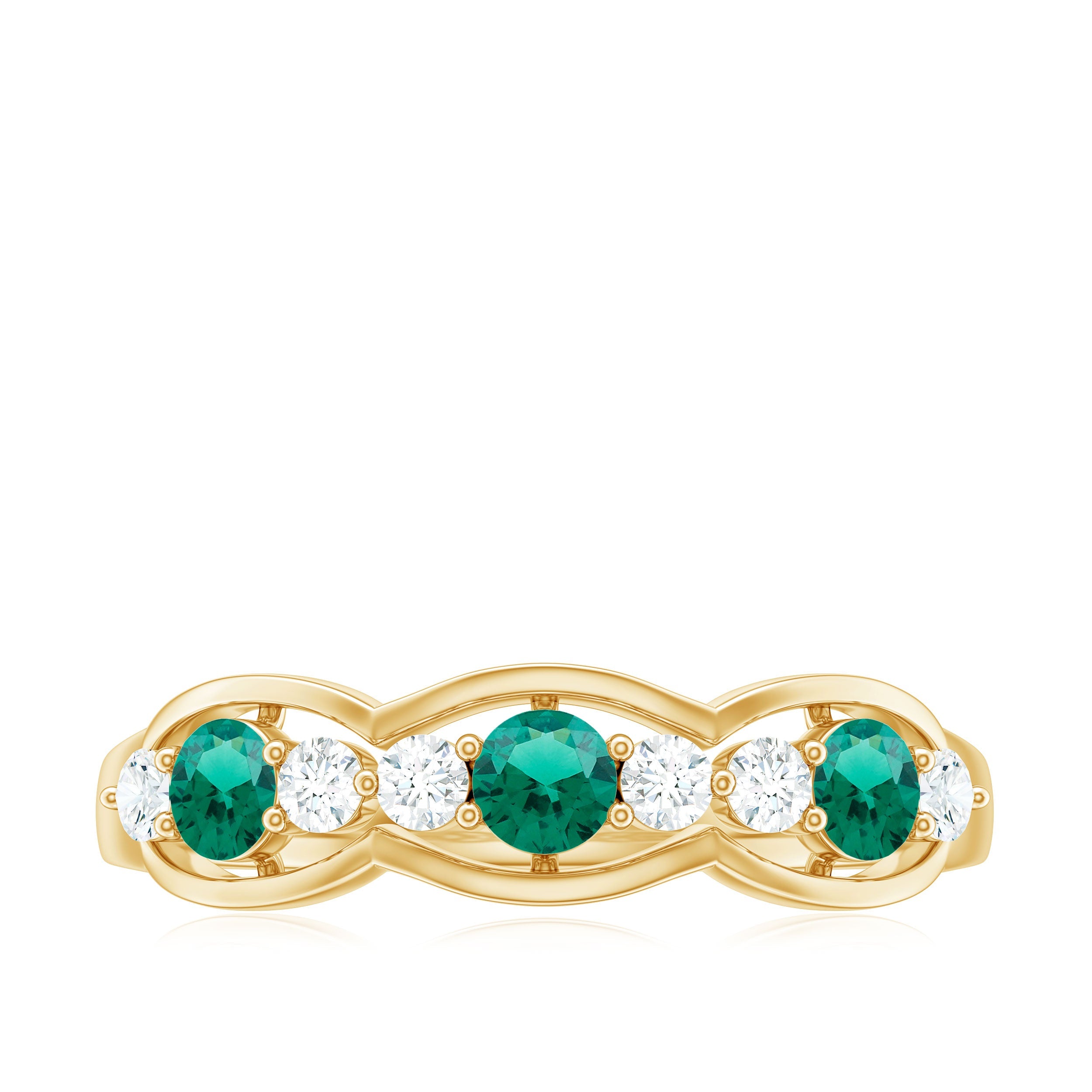Certified Lab Grown Emerald Diamond Half Eternity Anniversary Ring