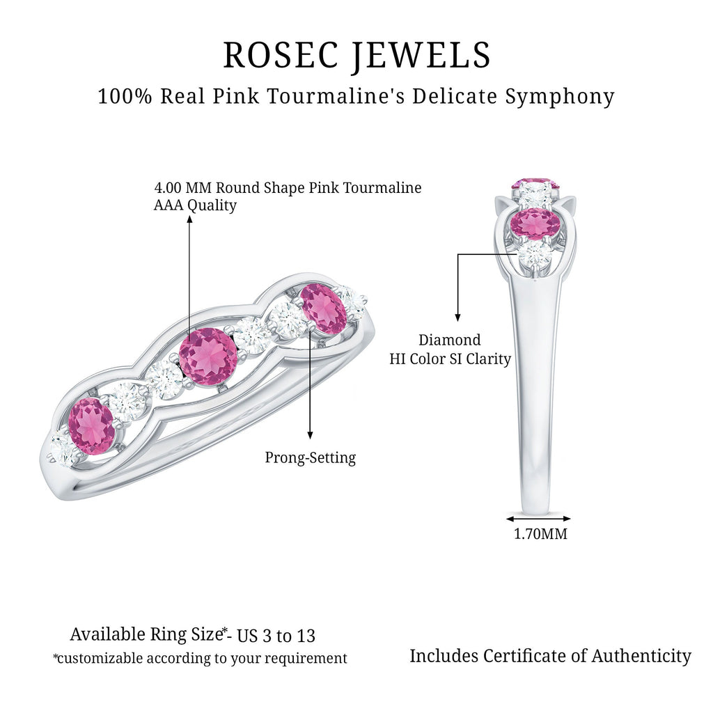 Pink Tourmaline and Diamond Wedding Anniversary Band Ring