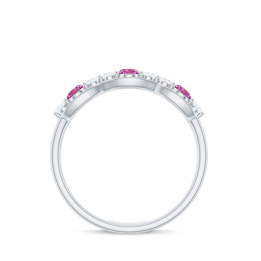 Pink Tourmaline and Diamond Wedding Anniversary Band Ring
