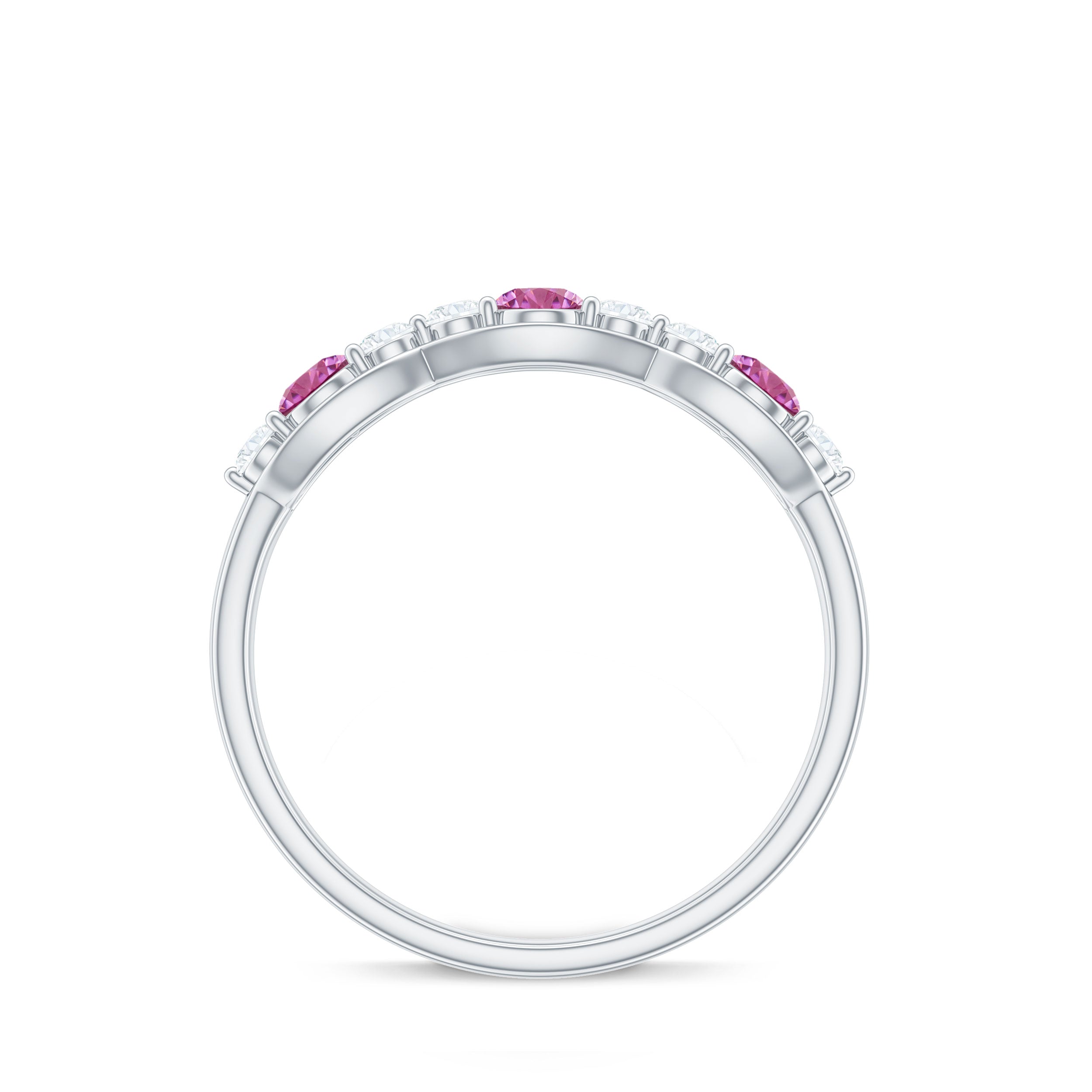 Pink Tourmaline and Diamond Wedding Anniversary Band Ring