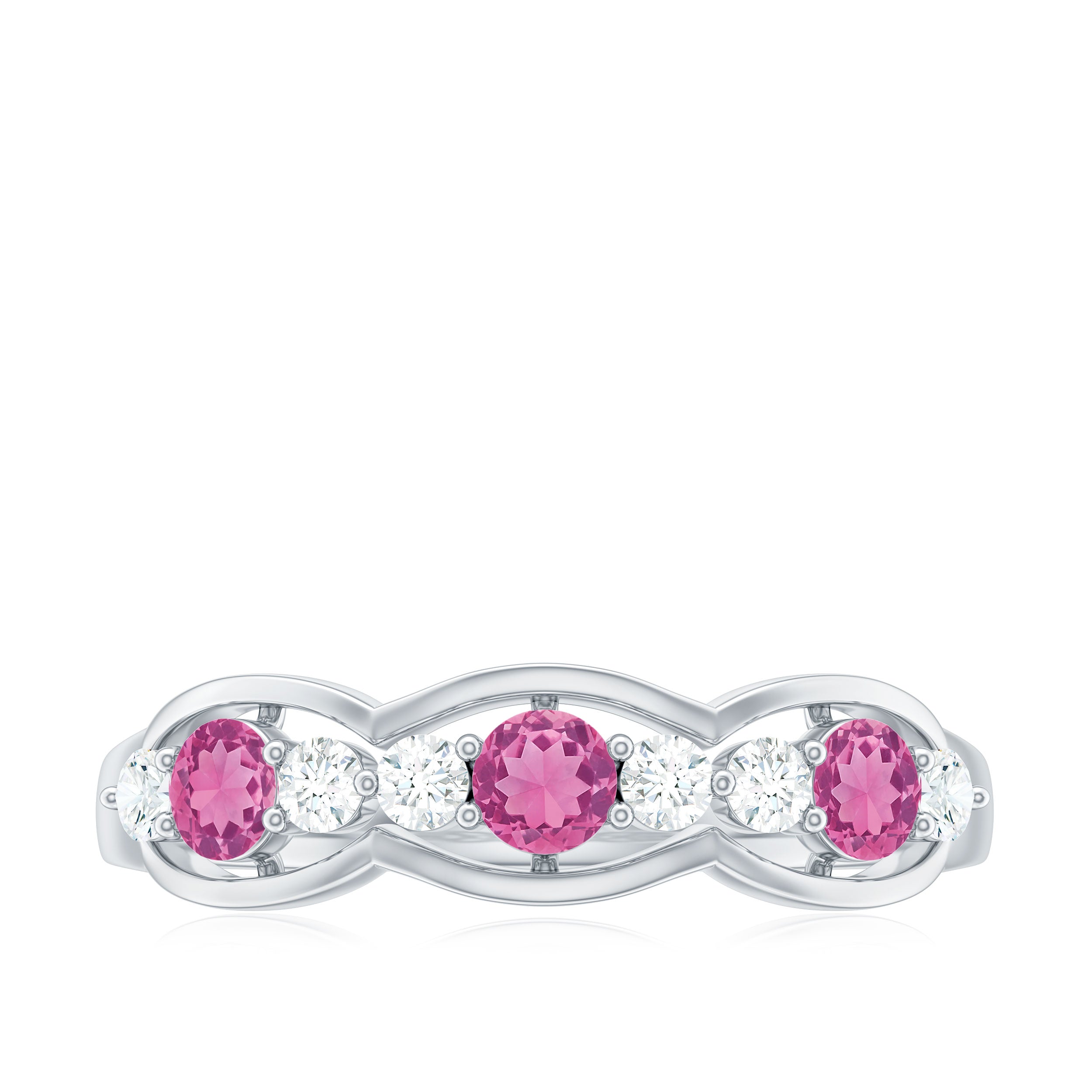 Pink Tourmaline and Diamond Wedding Anniversary Band Ring