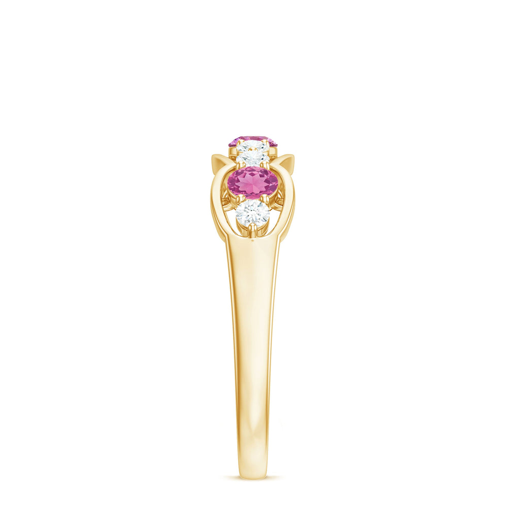 Pink Tourmaline and Diamond Wedding Anniversary Band Ring