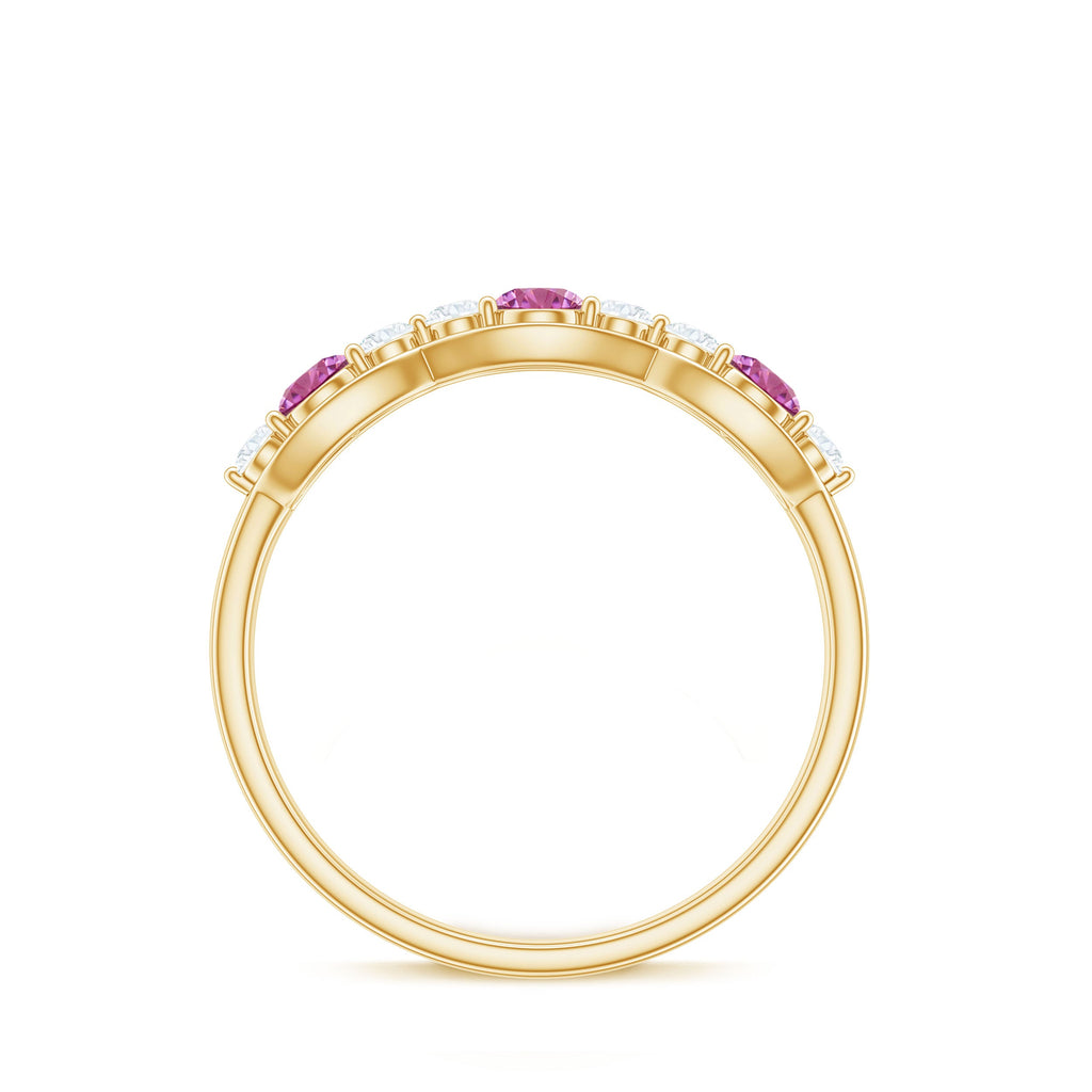 Pink Tourmaline and Diamond Wedding Anniversary Band Ring