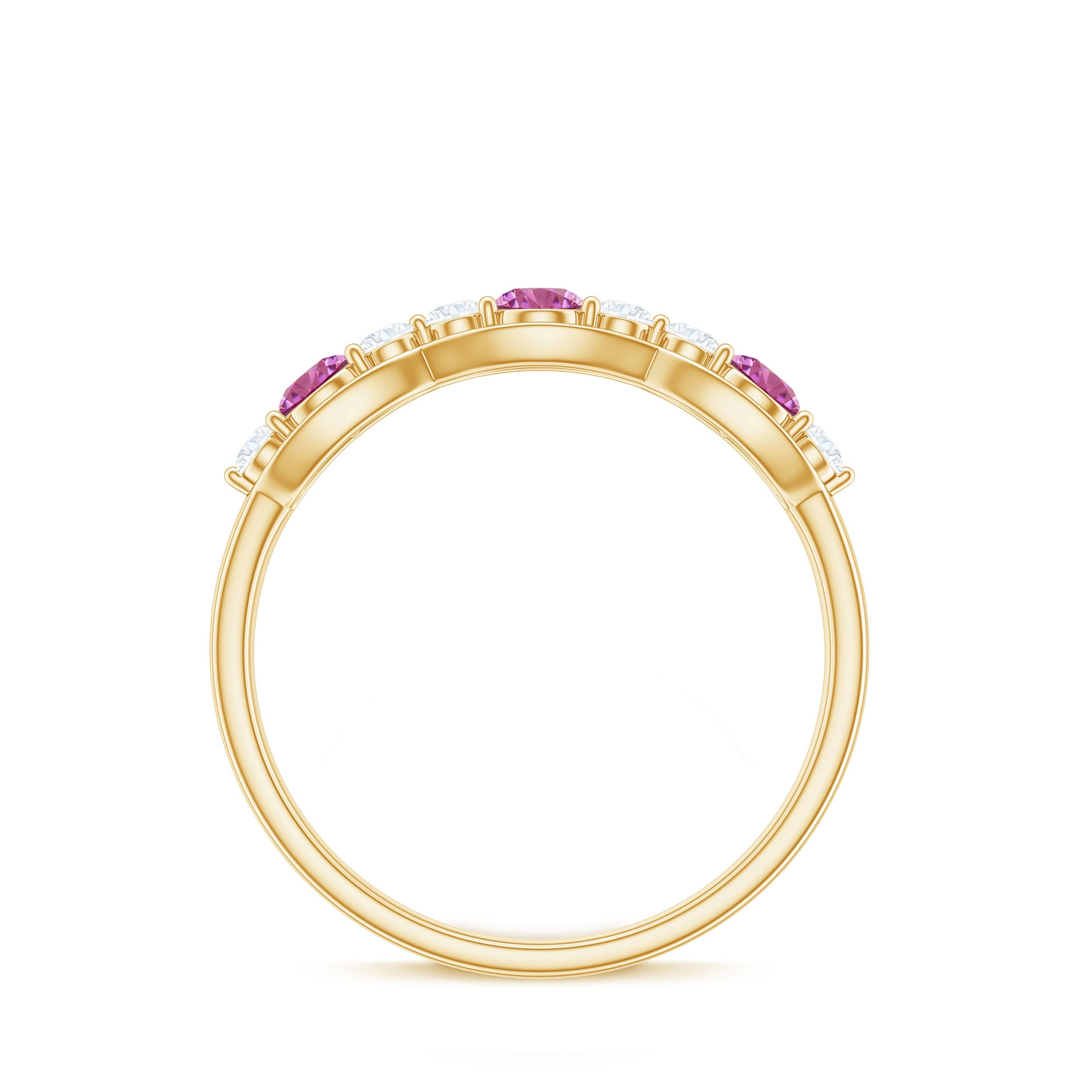 Pink Tourmaline and Diamond Wedding Anniversary Band Ring