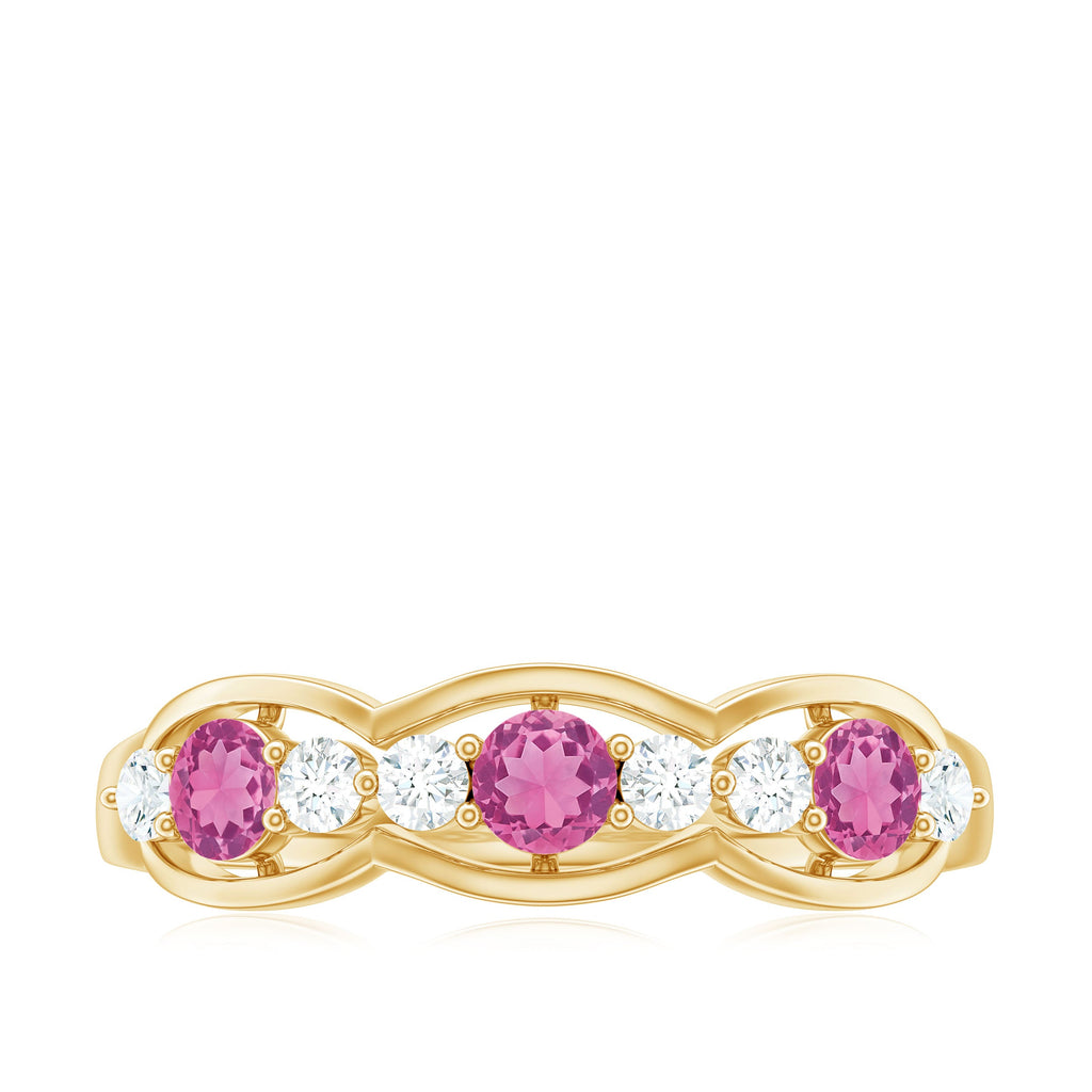 Pink Tourmaline and Diamond Wedding Anniversary Band Ring