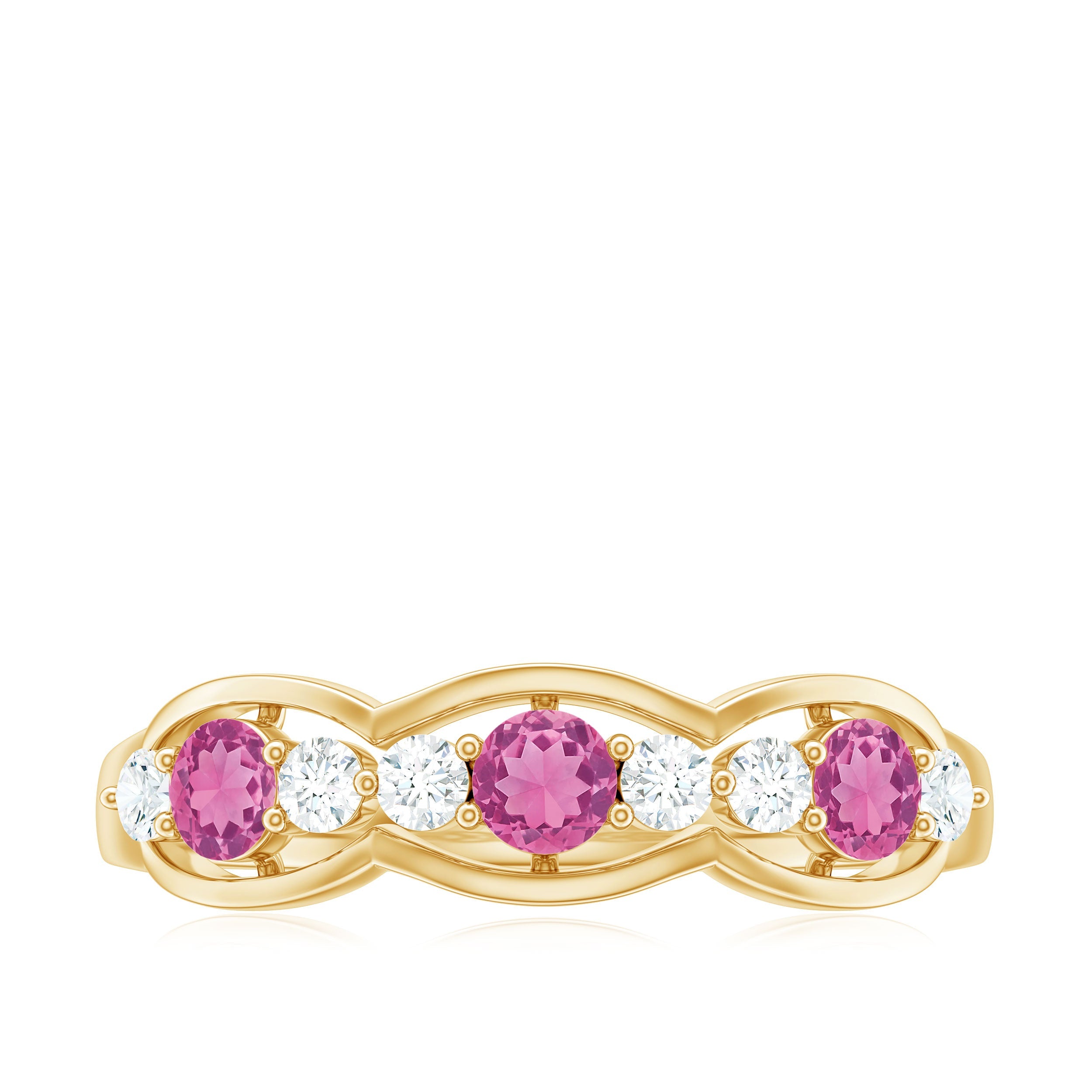 Pink Tourmaline and Diamond Wedding Anniversary Band Ring