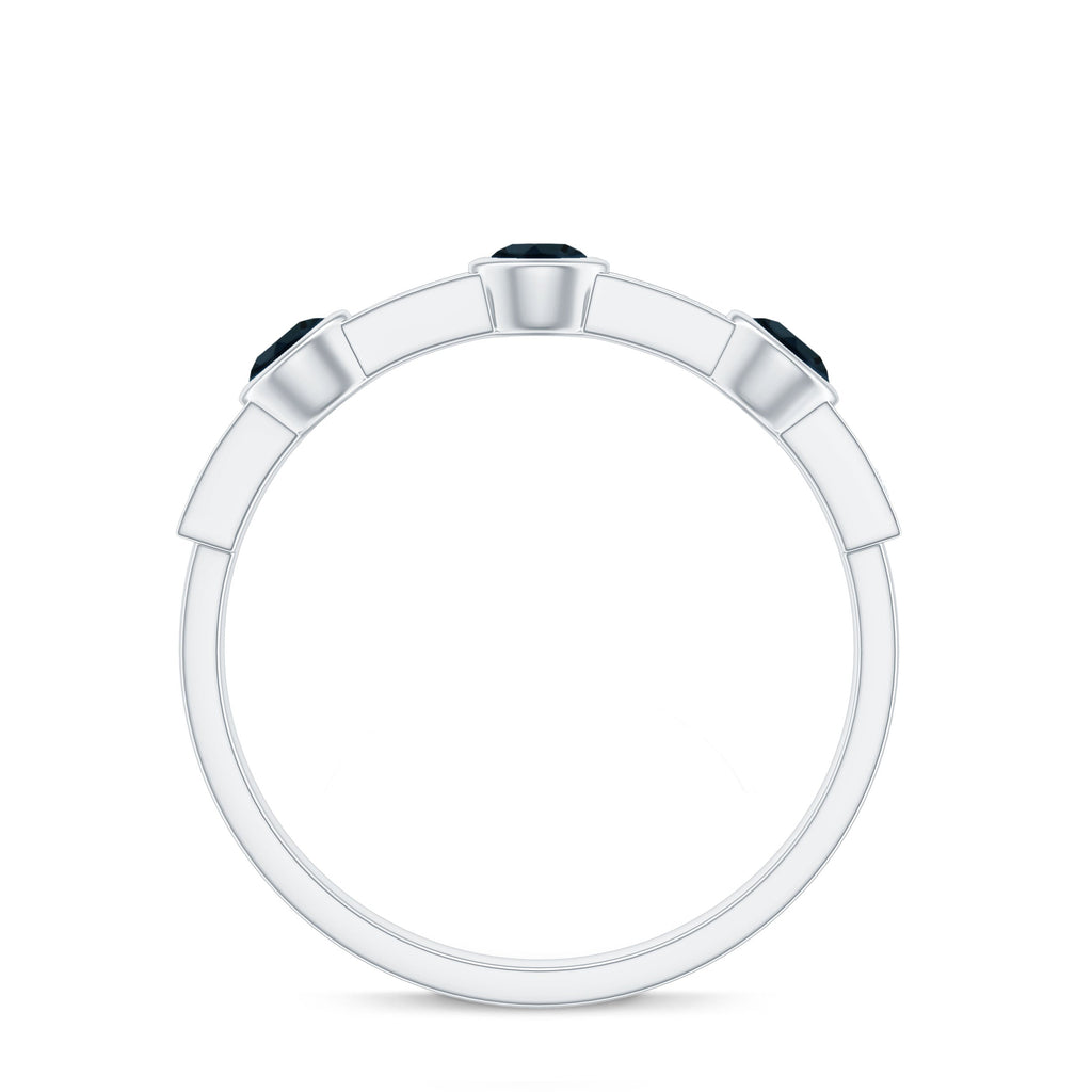 Bezel Set London Blue Topaz Half Eternity Band with Diamond