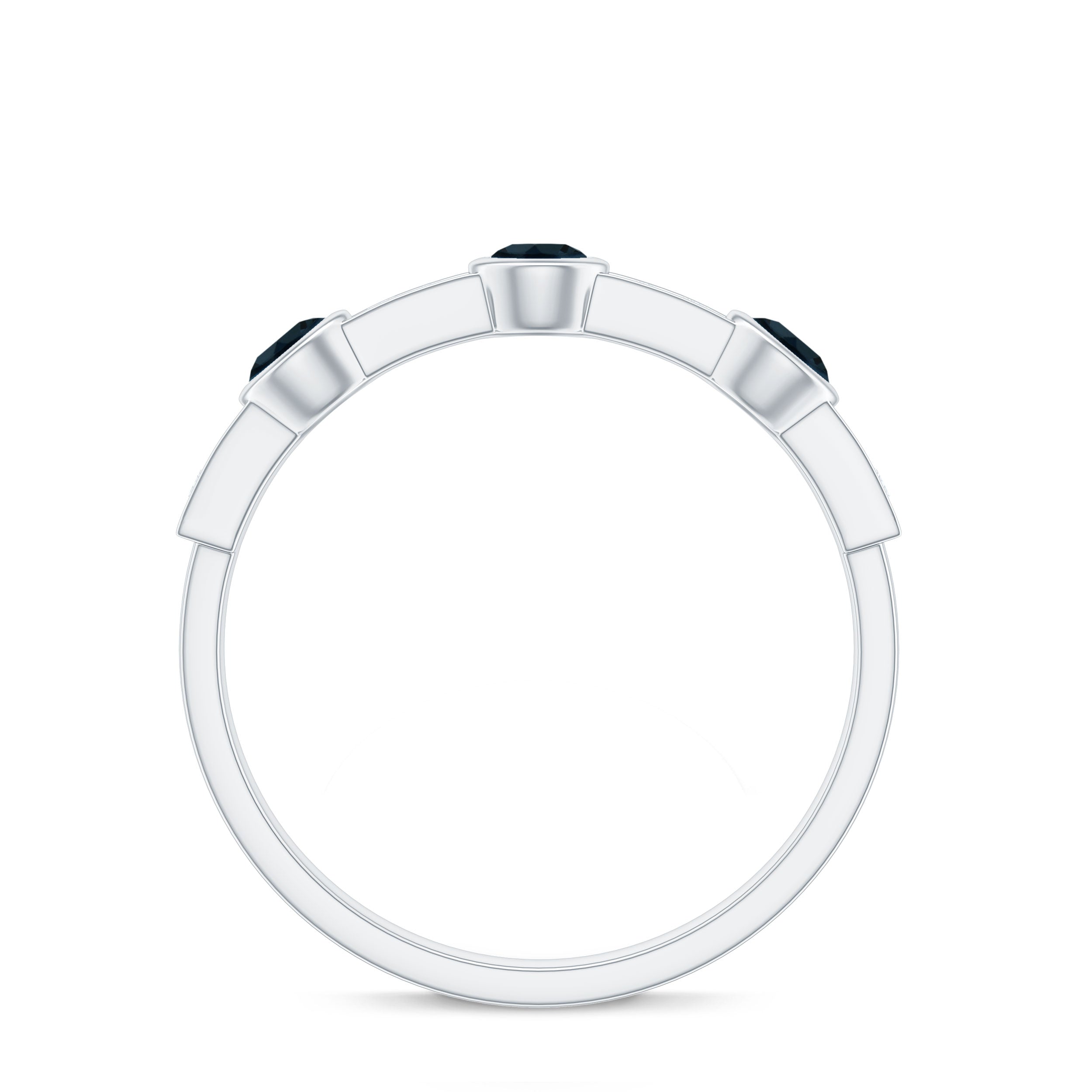 Bezel Set London Blue Topaz Half Eternity Band with Diamond
