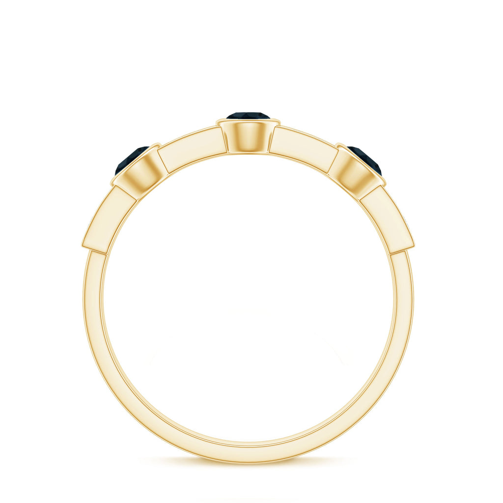 Bezel Set London Blue Topaz Half Eternity Band with Diamond