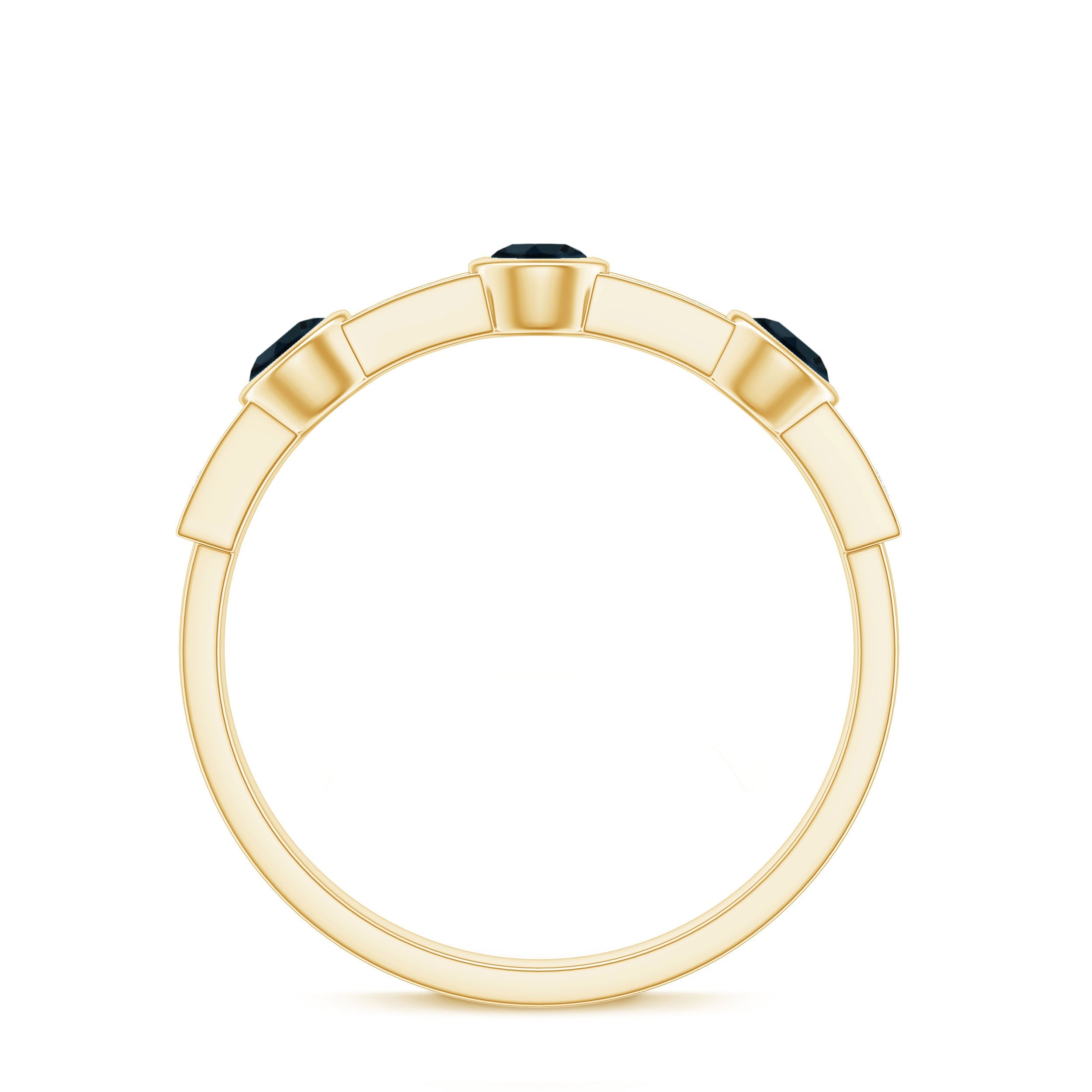 Bezel Set London Blue Topaz Half Eternity Band with Diamond