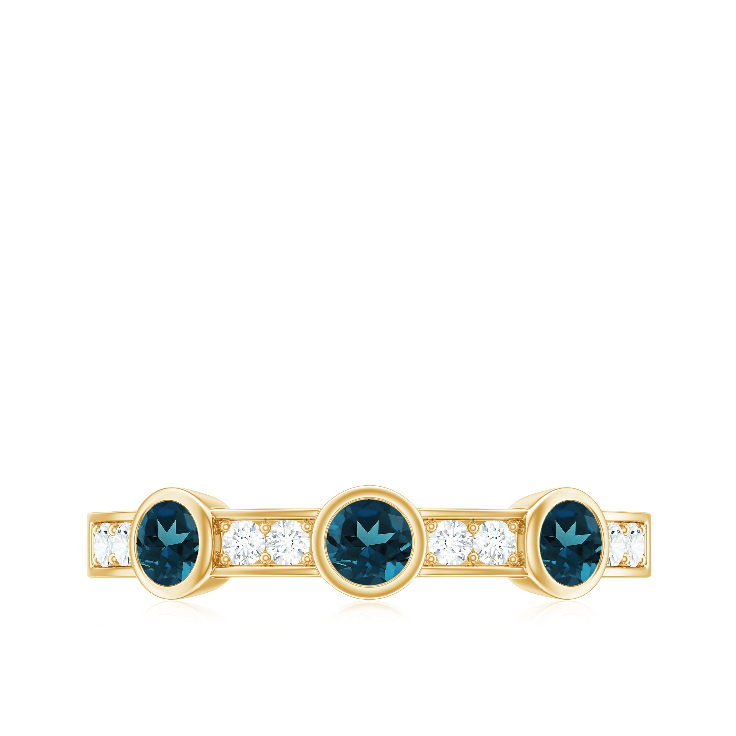 Bezel Set London Blue Topaz Half Eternity Band with Diamond