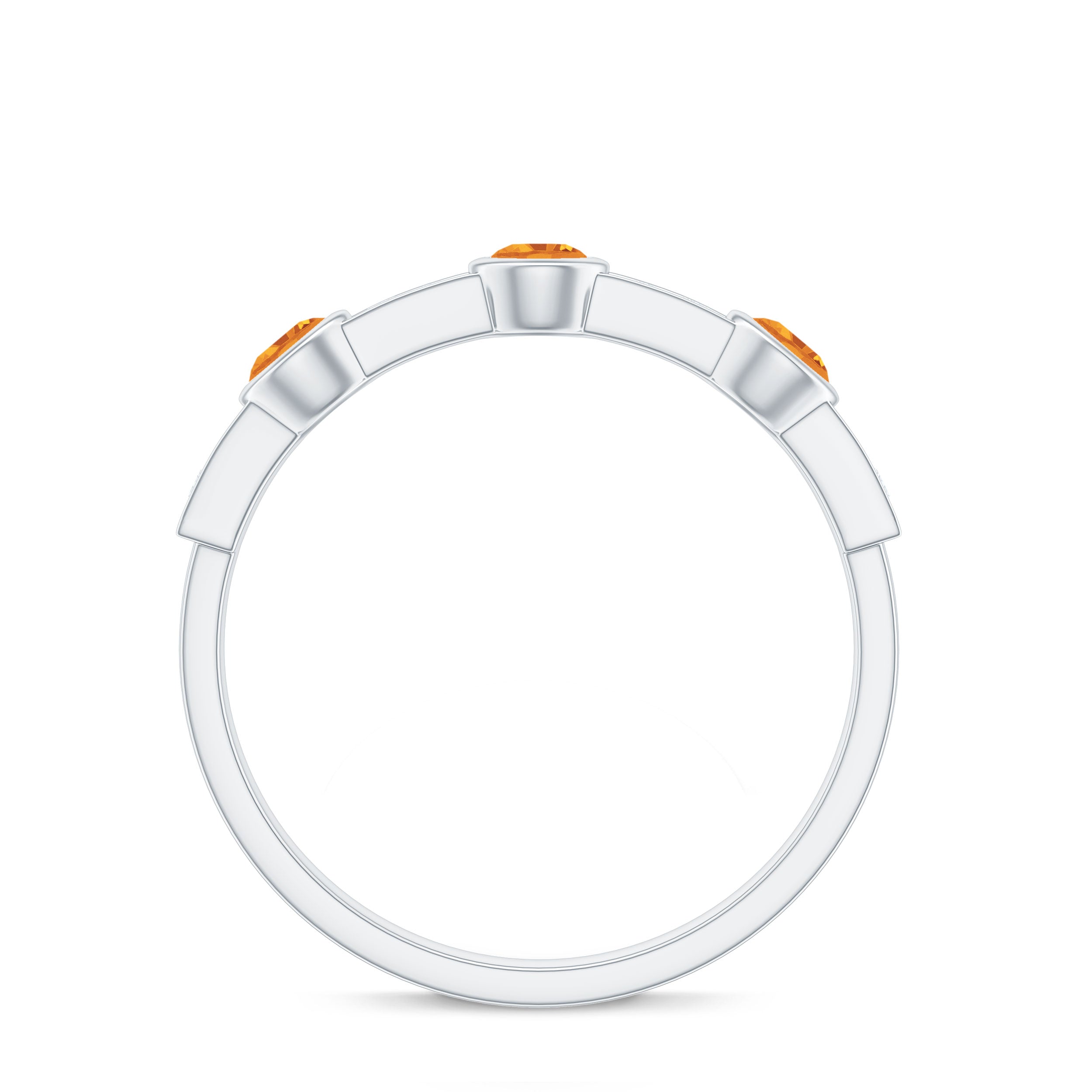 Real Citrine Diamond Half Eternity Wedding Band in Bezel Setting