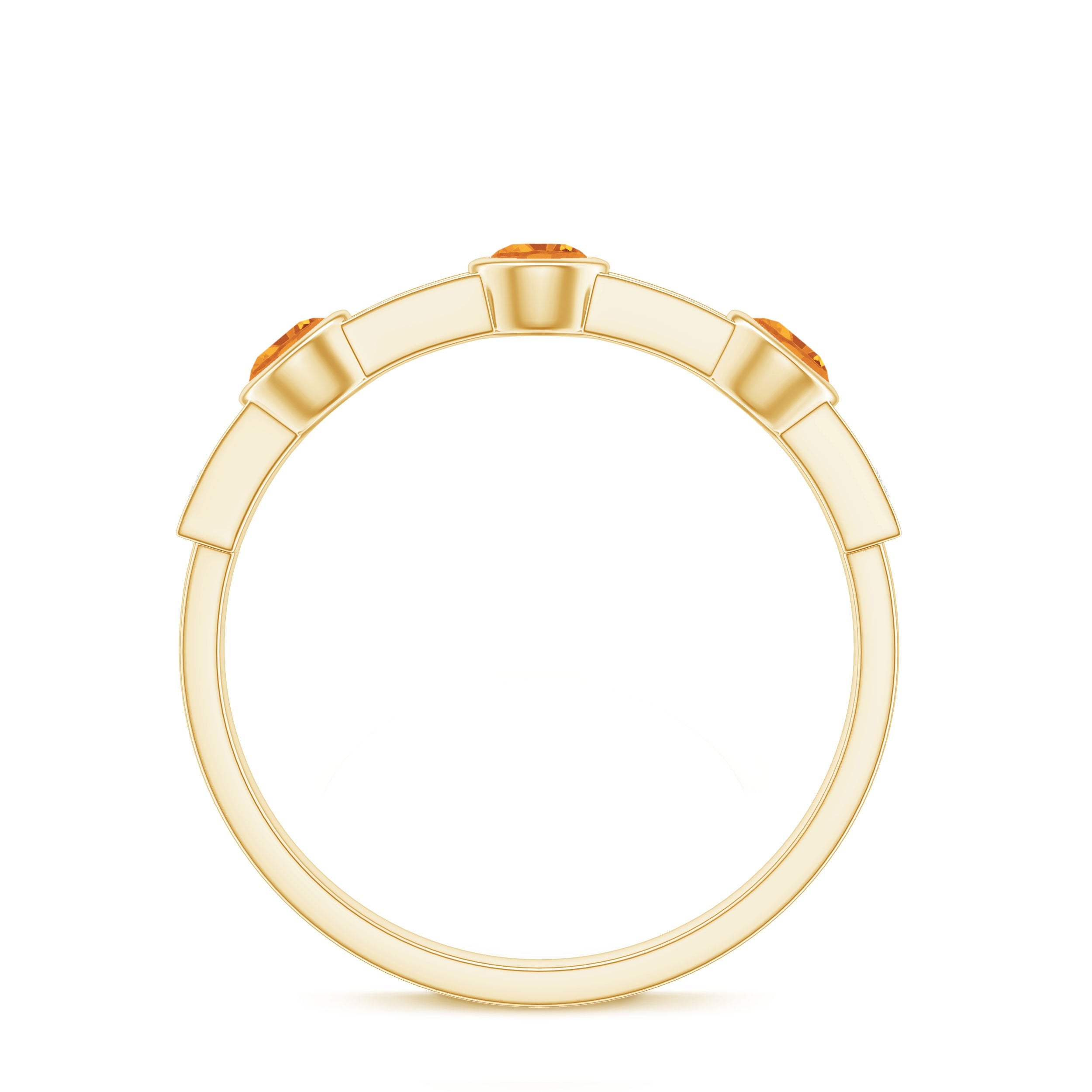 Real Citrine Diamond Half Eternity Wedding Band in Bezel Setting