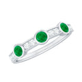 Certified Real Emerald Half Eternity Ring with Diamond