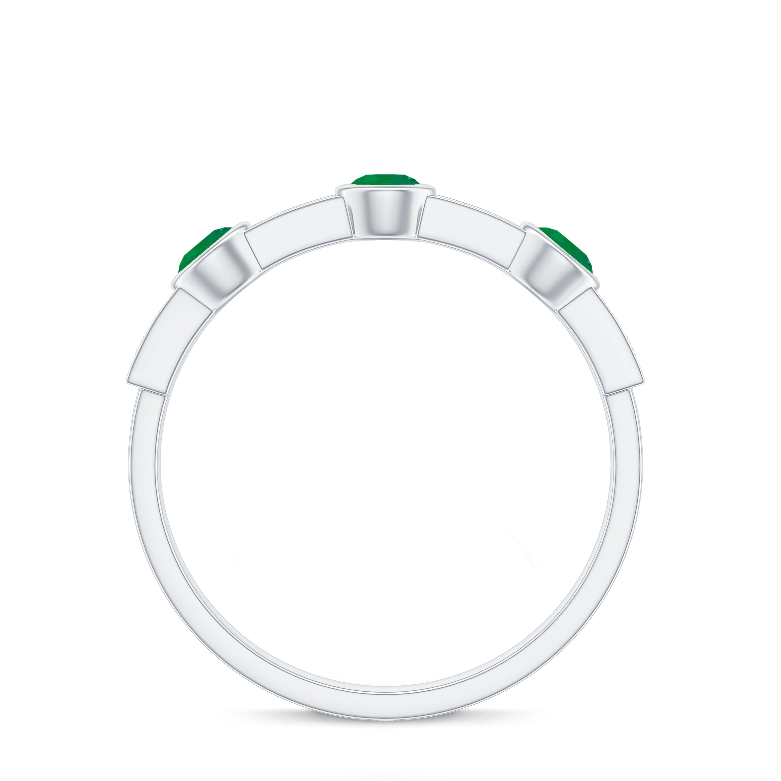 Certified Real Emerald Half Eternity Ring with Diamond
