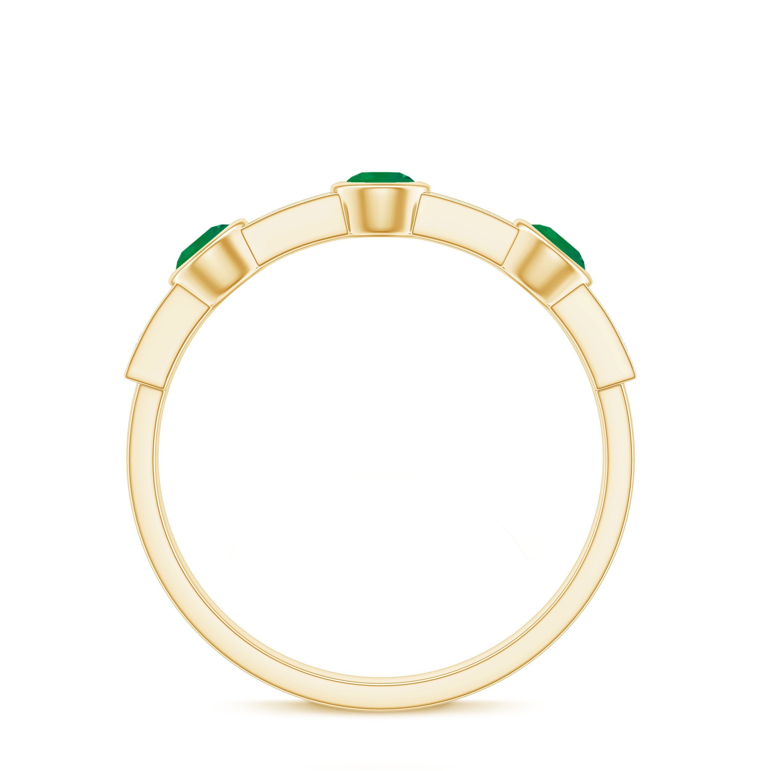 Certified Real Emerald Half Eternity Ring with Diamond