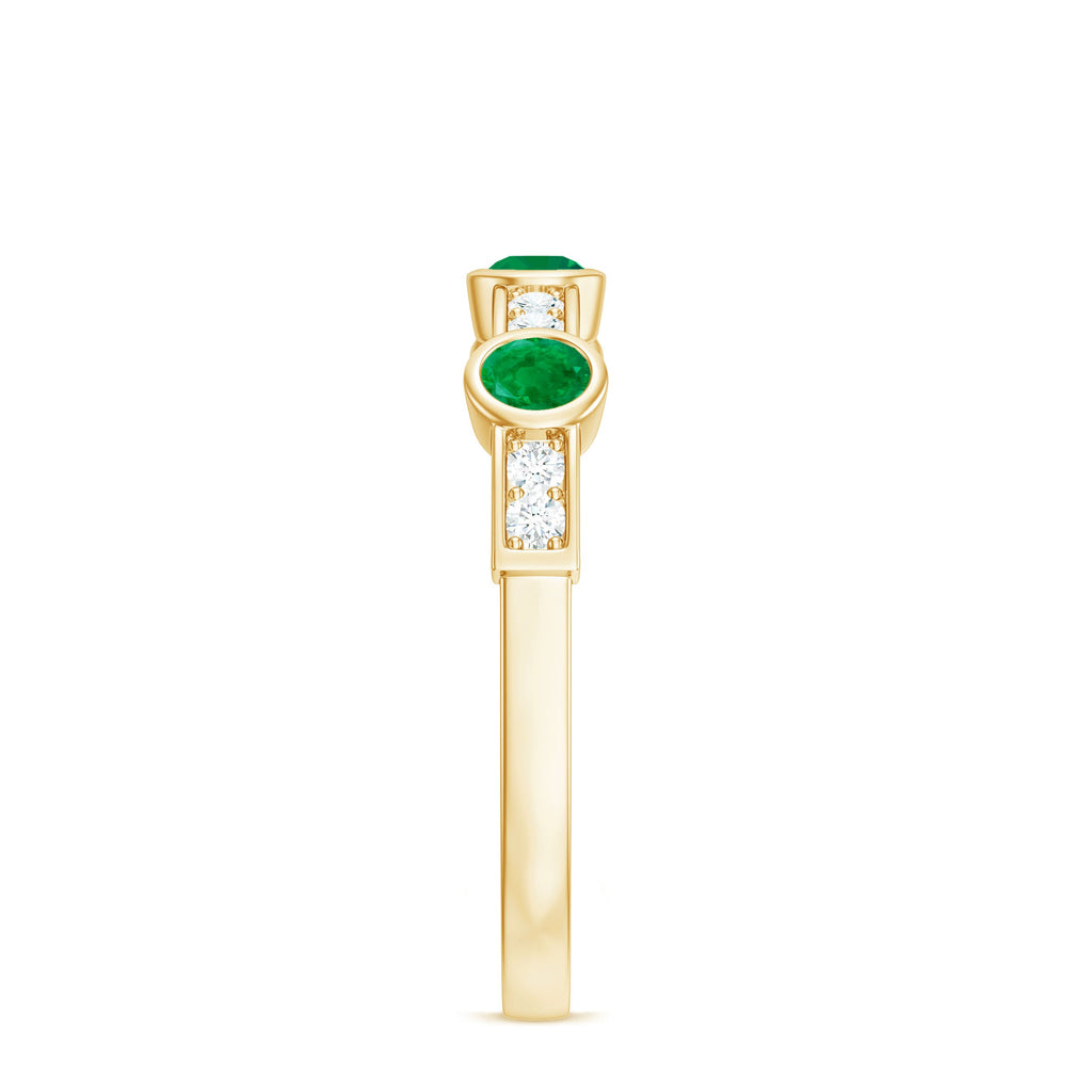 Certified Real Emerald Half Eternity Ring with Diamond