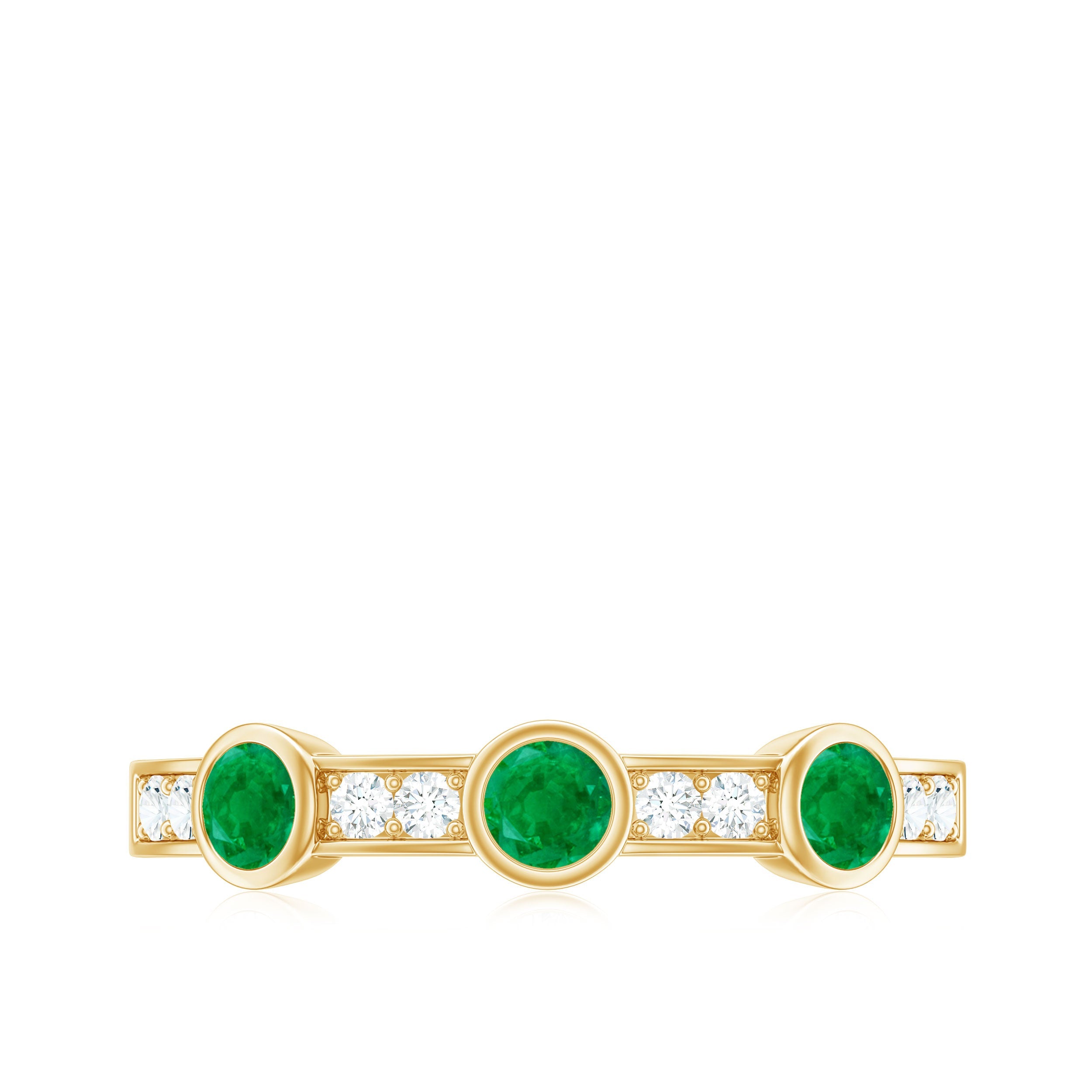 Certified Real Emerald Half Eternity Ring with Diamond