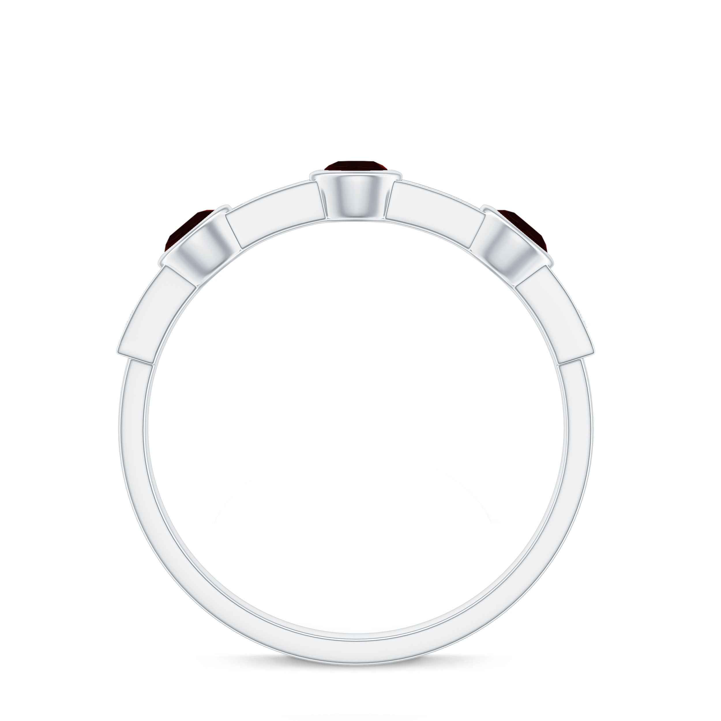 Certified Real Garnet Diamond Half Eternity Ring