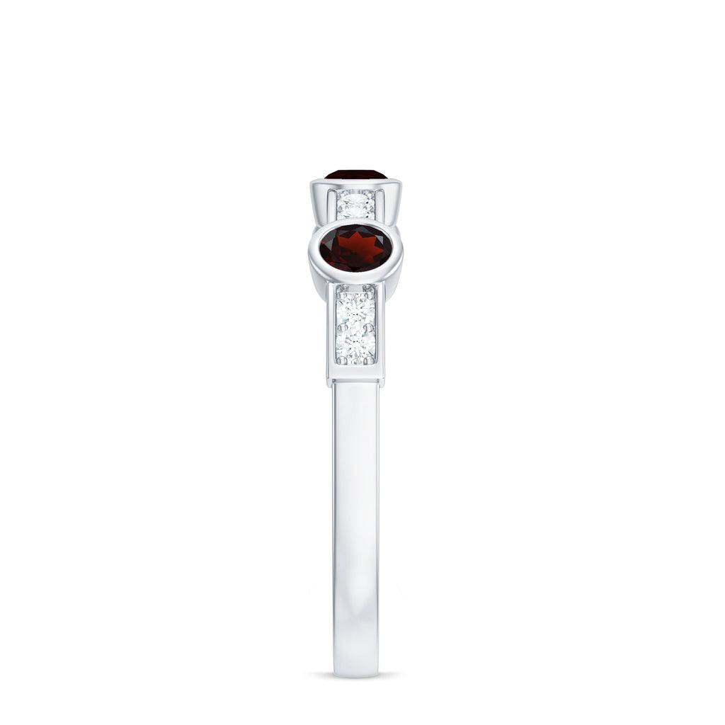 Certified Real Garnet Diamond Half Eternity Ring