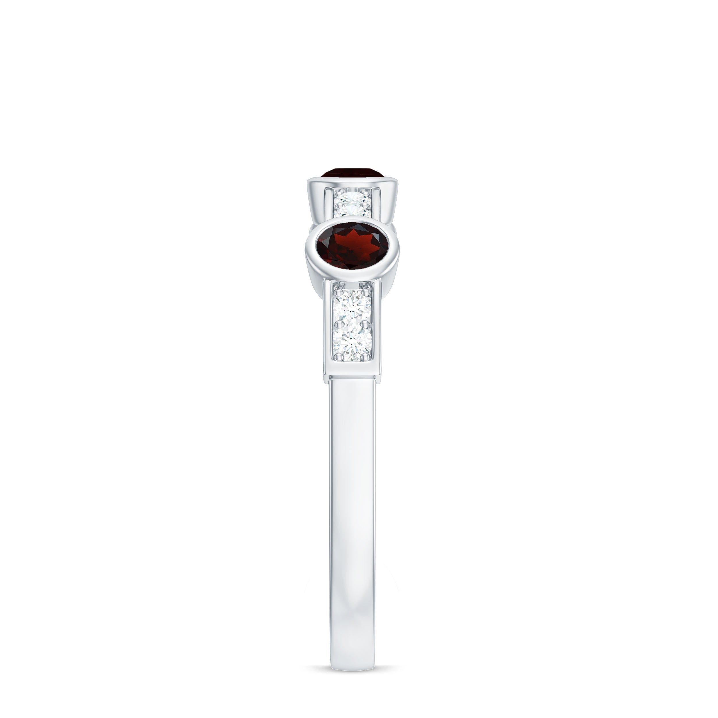 Certified Real Garnet Diamond Half Eternity Ring