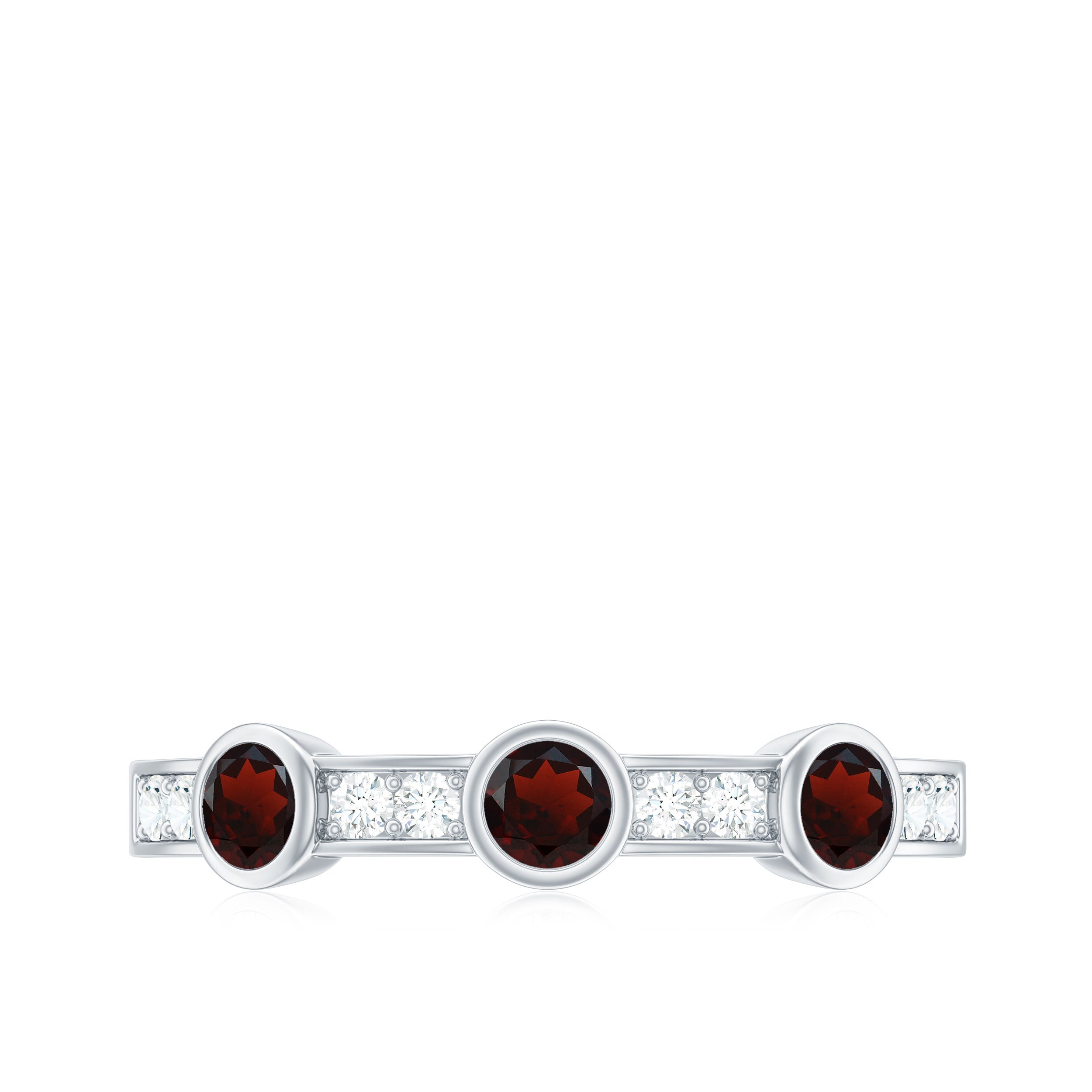 Certified Real Garnet Diamond Half Eternity Ring