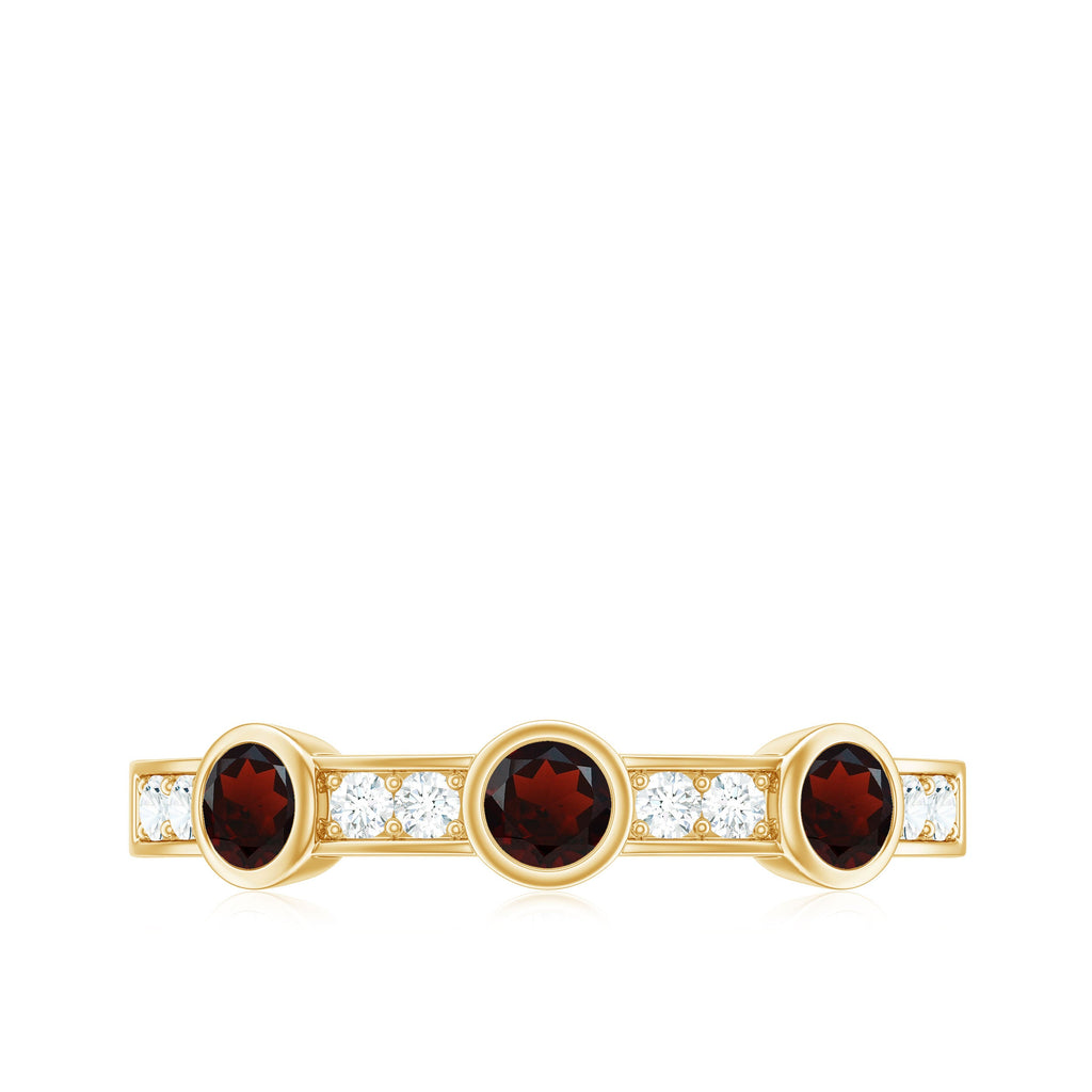 Certified Real Garnet Diamond Half Eternity Ring