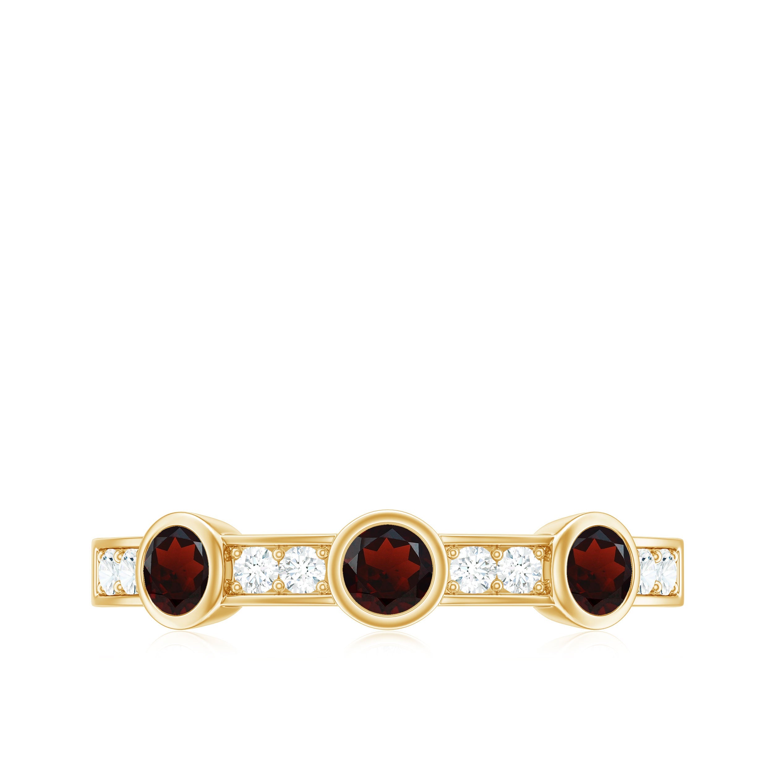 Certified Real Garnet Diamond Half Eternity Ring