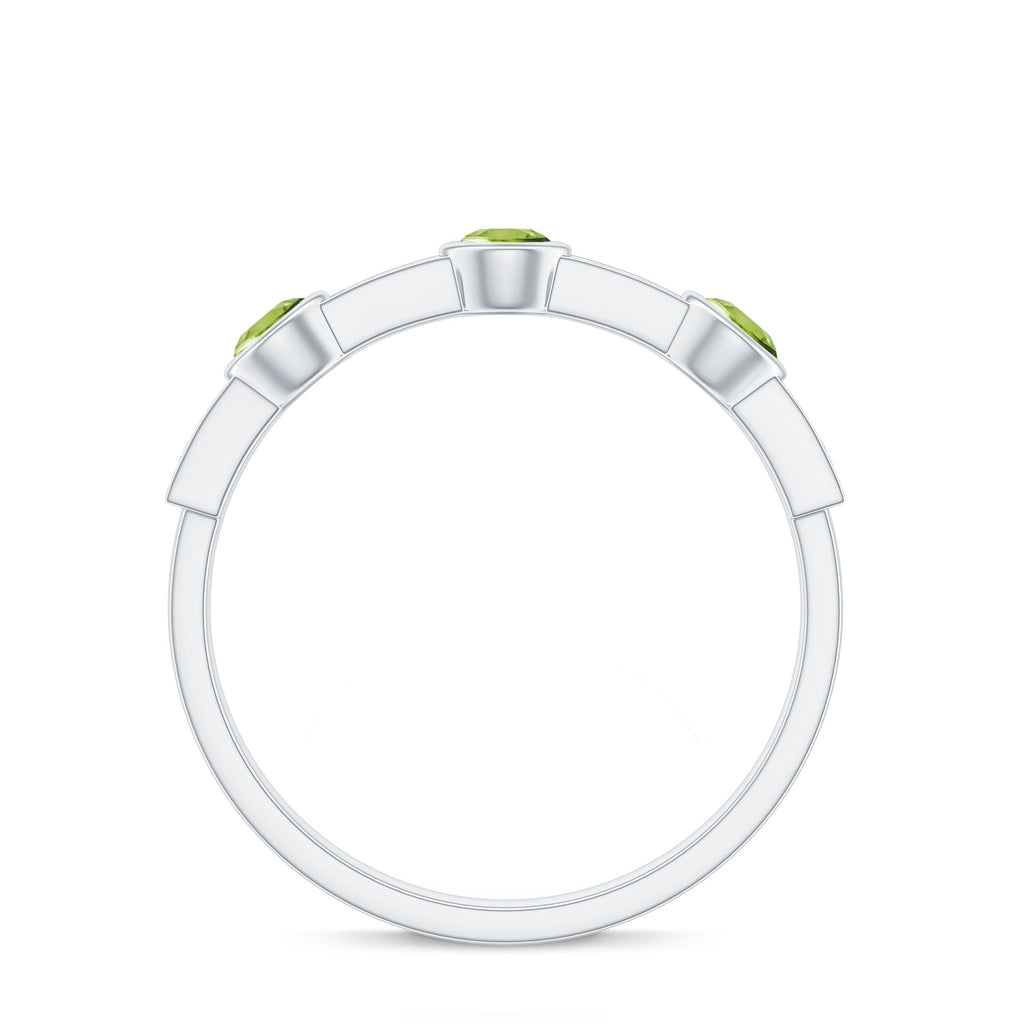 Natural Bezel Set Peridot Half Eternity Ring with Diamond