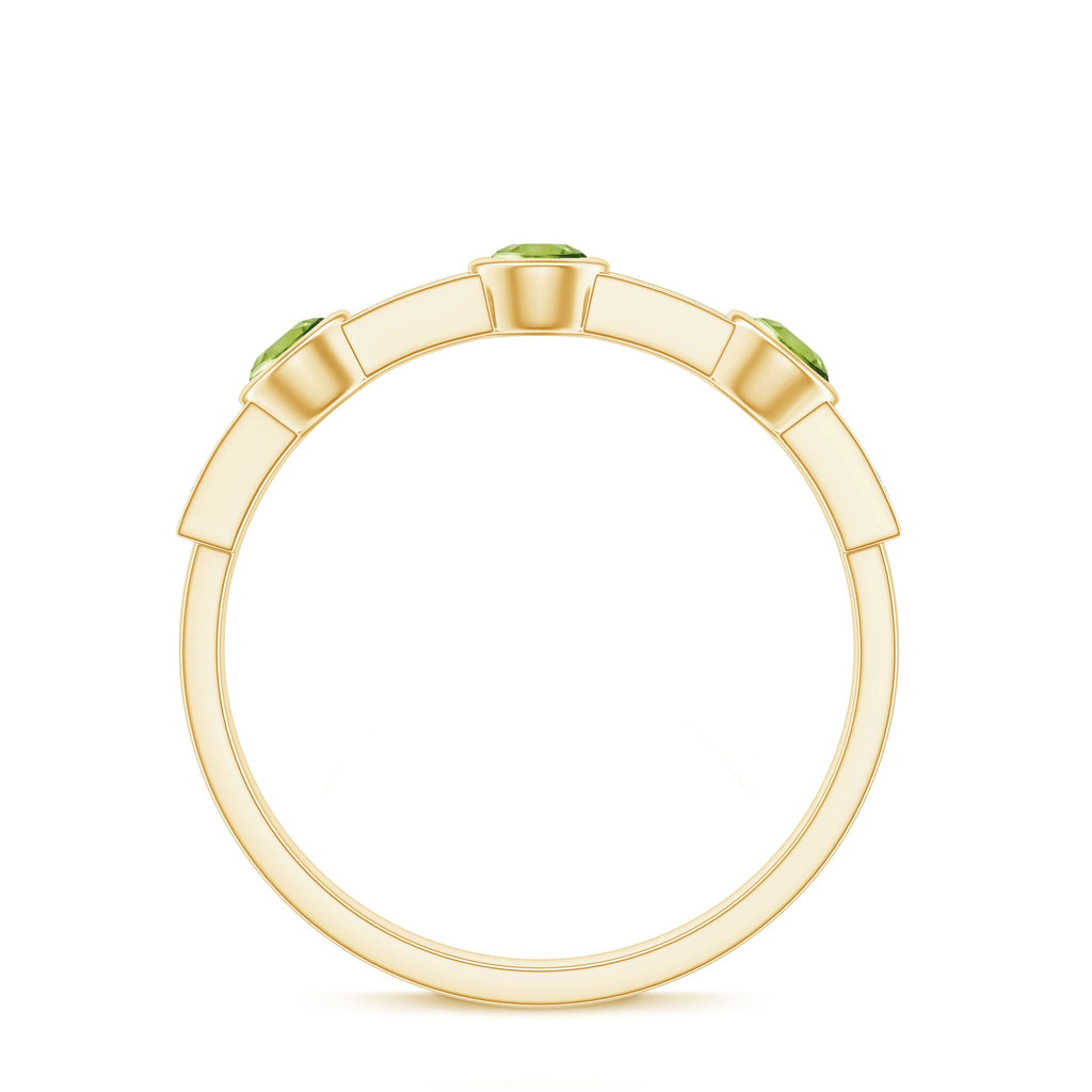Natural Bezel Set Peridot Half Eternity Ring with Diamond