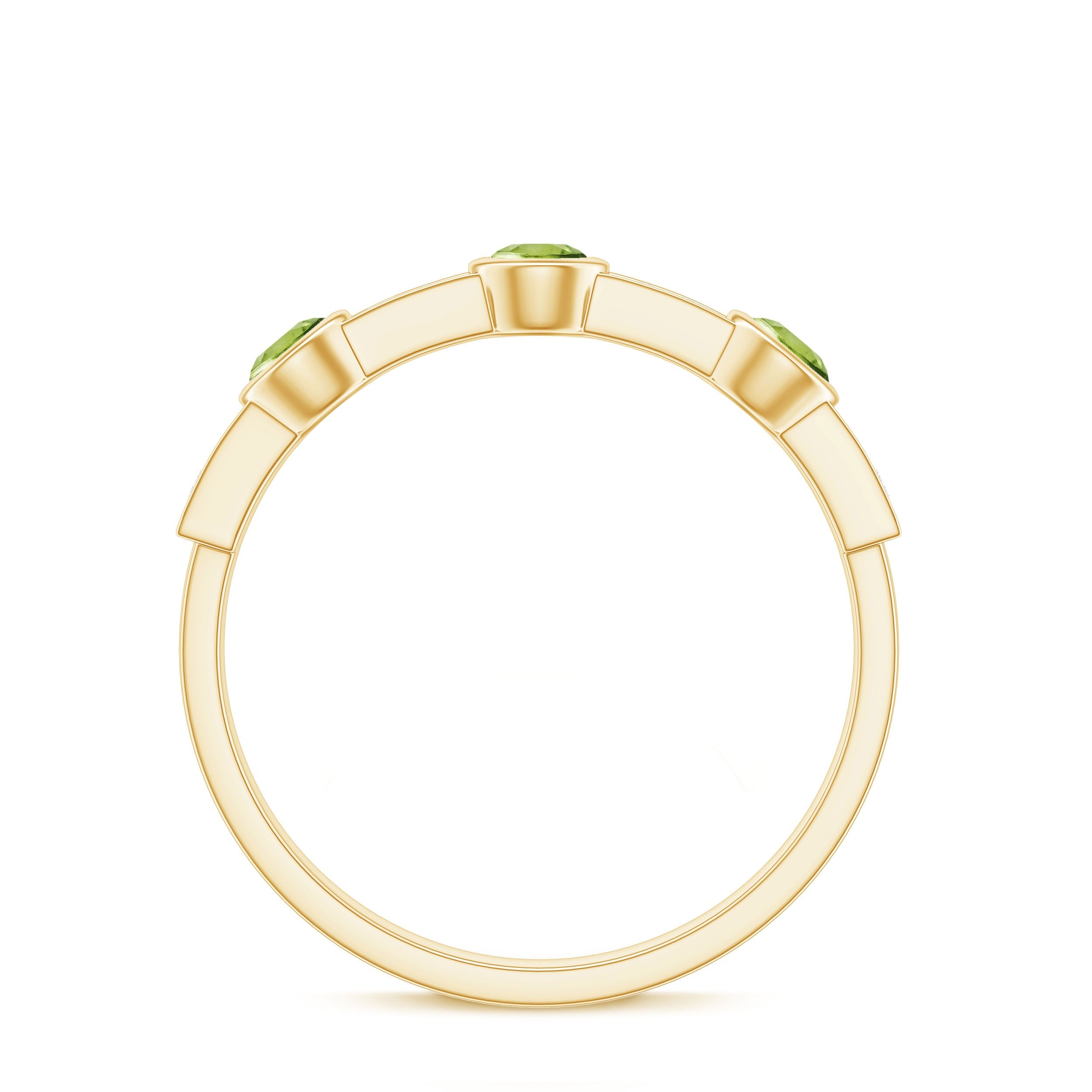 Natural Bezel Set Peridot Half Eternity Ring with Diamond