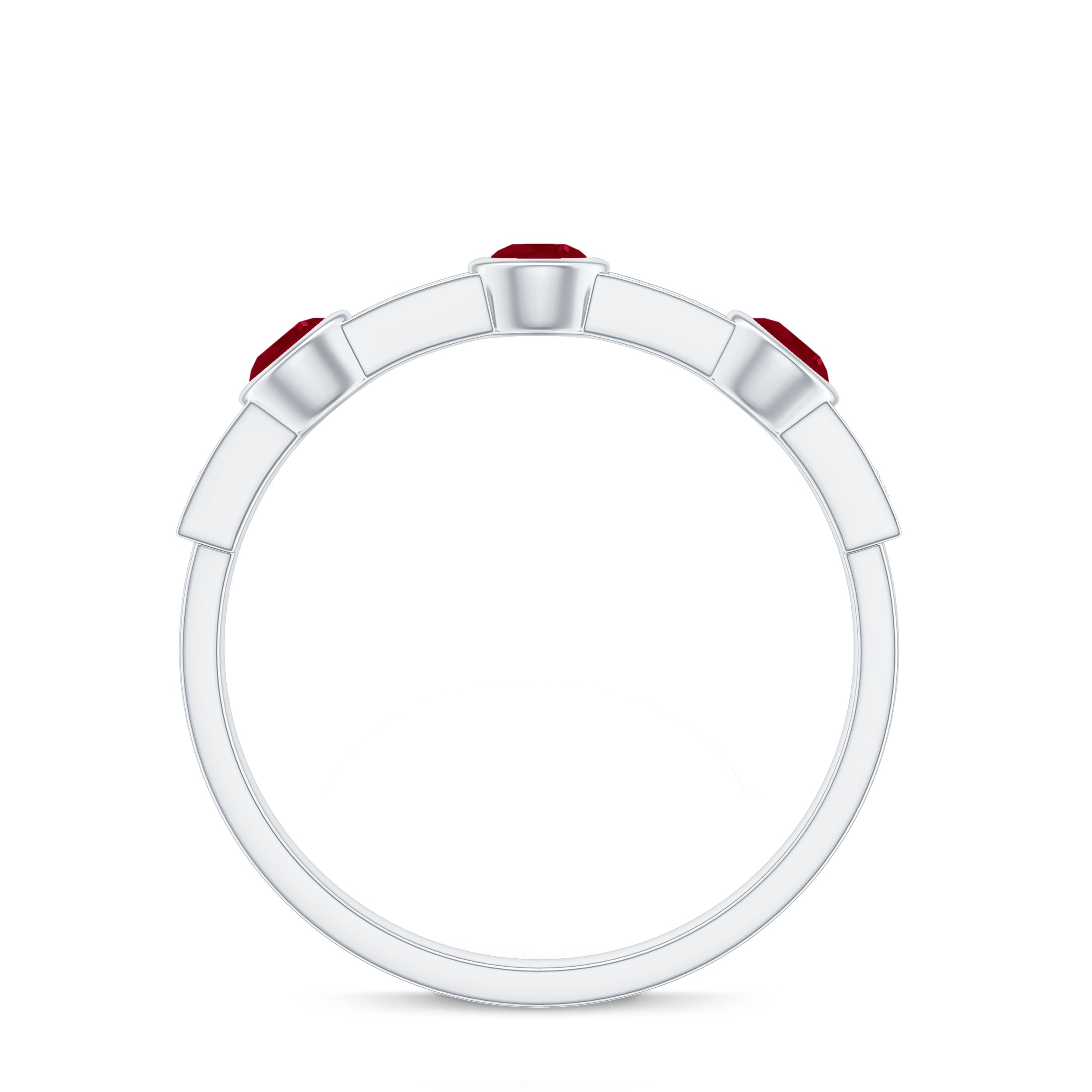 Natural Bezel Set Ruby Half Eternity Ring with Diamond