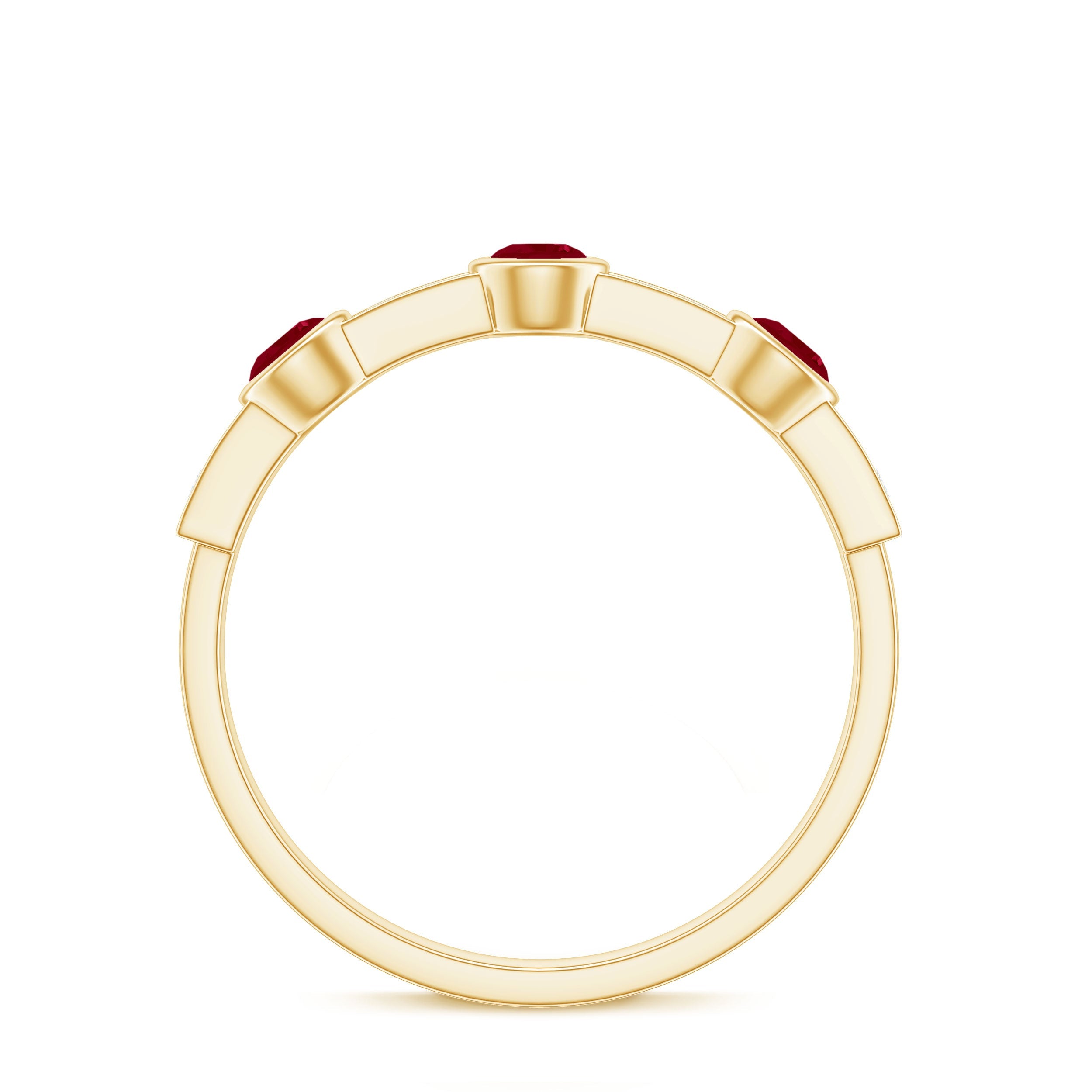 Natural Bezel Set Ruby Half Eternity Ring with Diamond