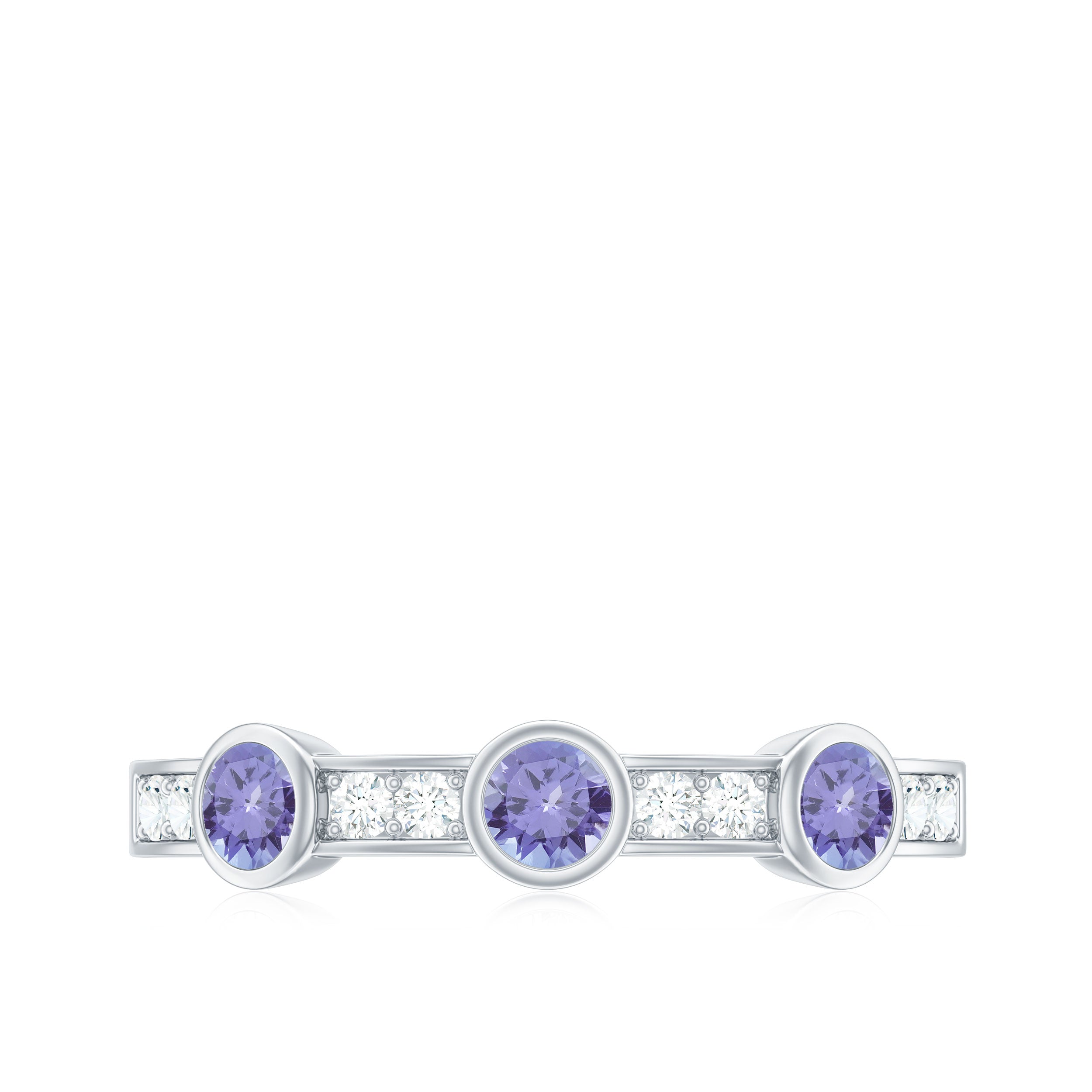 Certified Real Tanzanite Diamond Half Eternity Ring