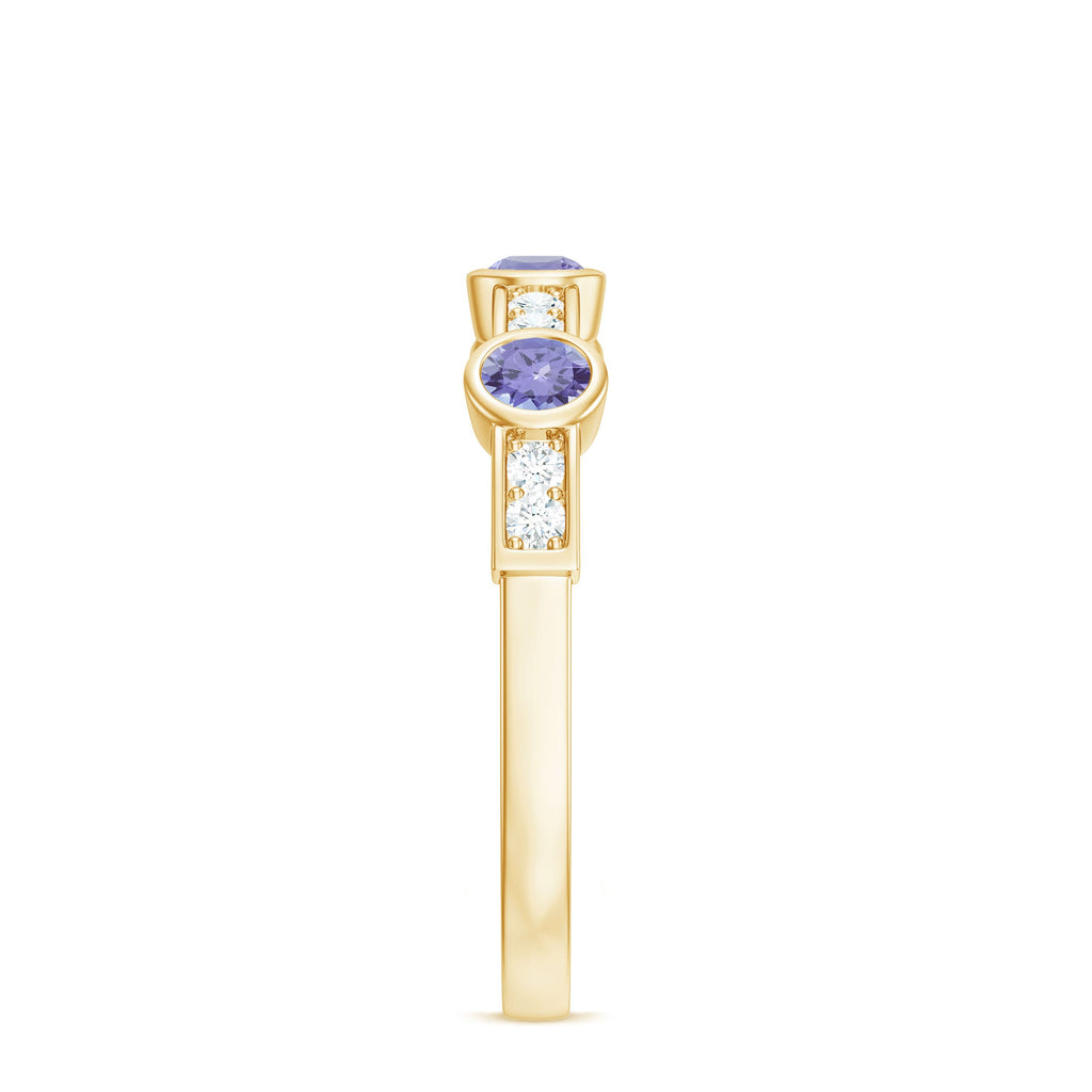 Certified Real Tanzanite Diamond Half Eternity Ring