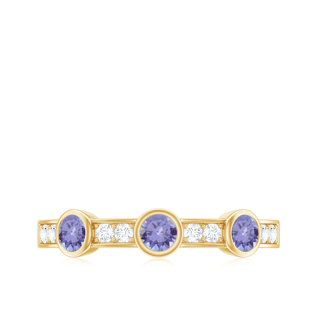 Certified Real Tanzanite Diamond Half Eternity Ring
