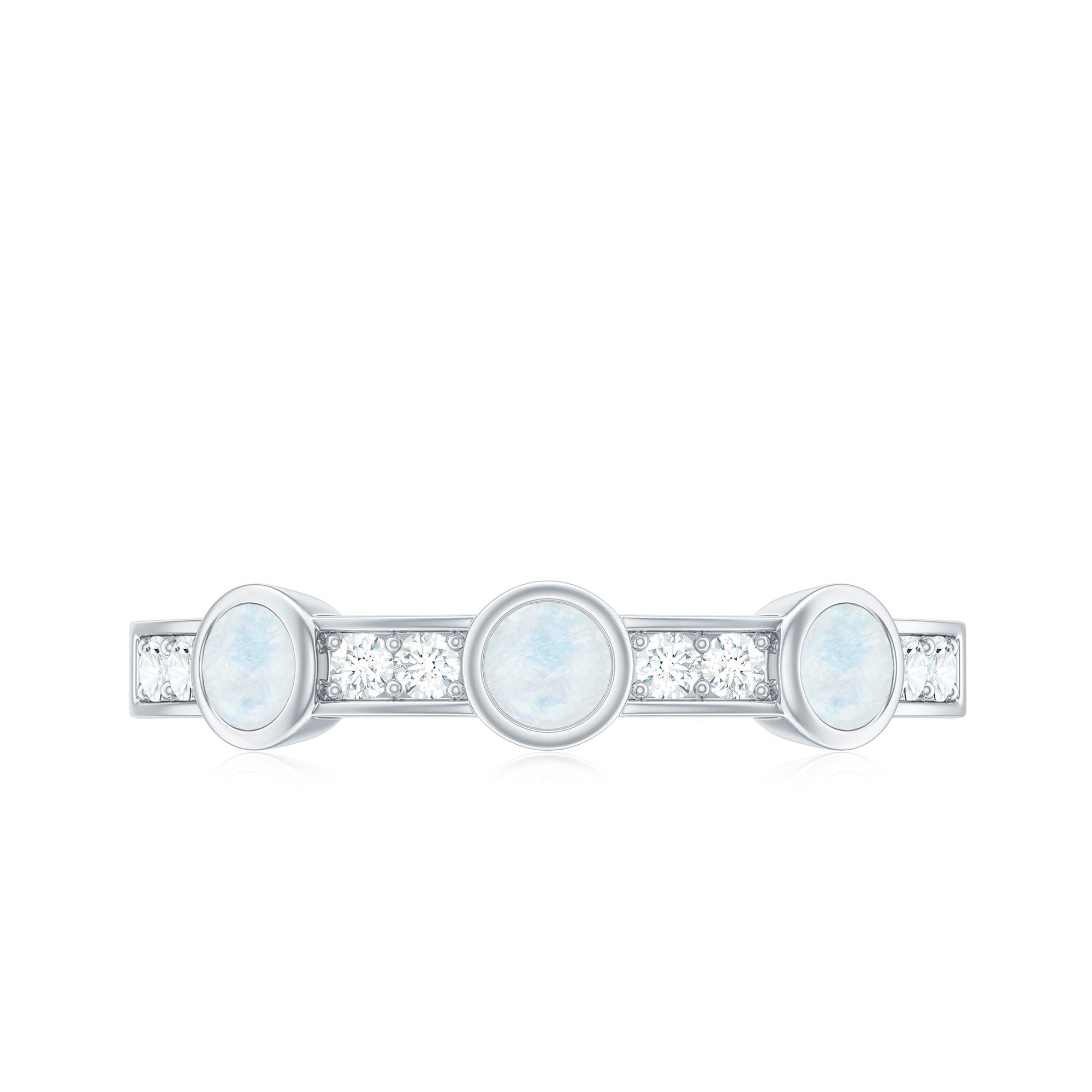 Minimal Half Eternity Ring with Moonstone and Diamond