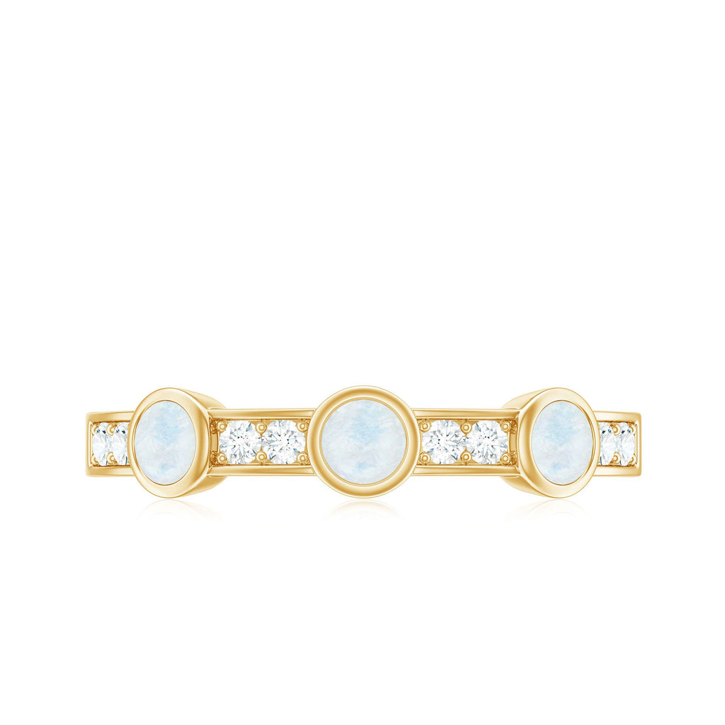 Minimal Half Eternity Ring with Moonstone and Diamond