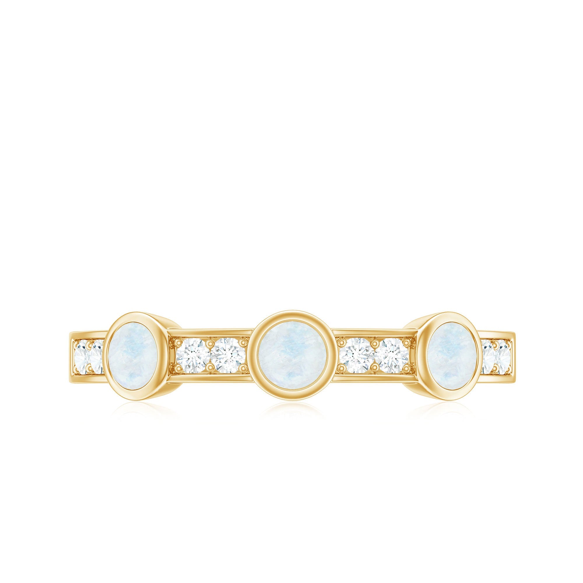 Minimal Half Eternity Ring with Moonstone and Diamond