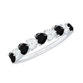 Heart Shaped Black Onyx and Diamond Half Eternity Ring