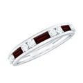 Genuine Baguette Garnet Half Eternity Band with Diamond