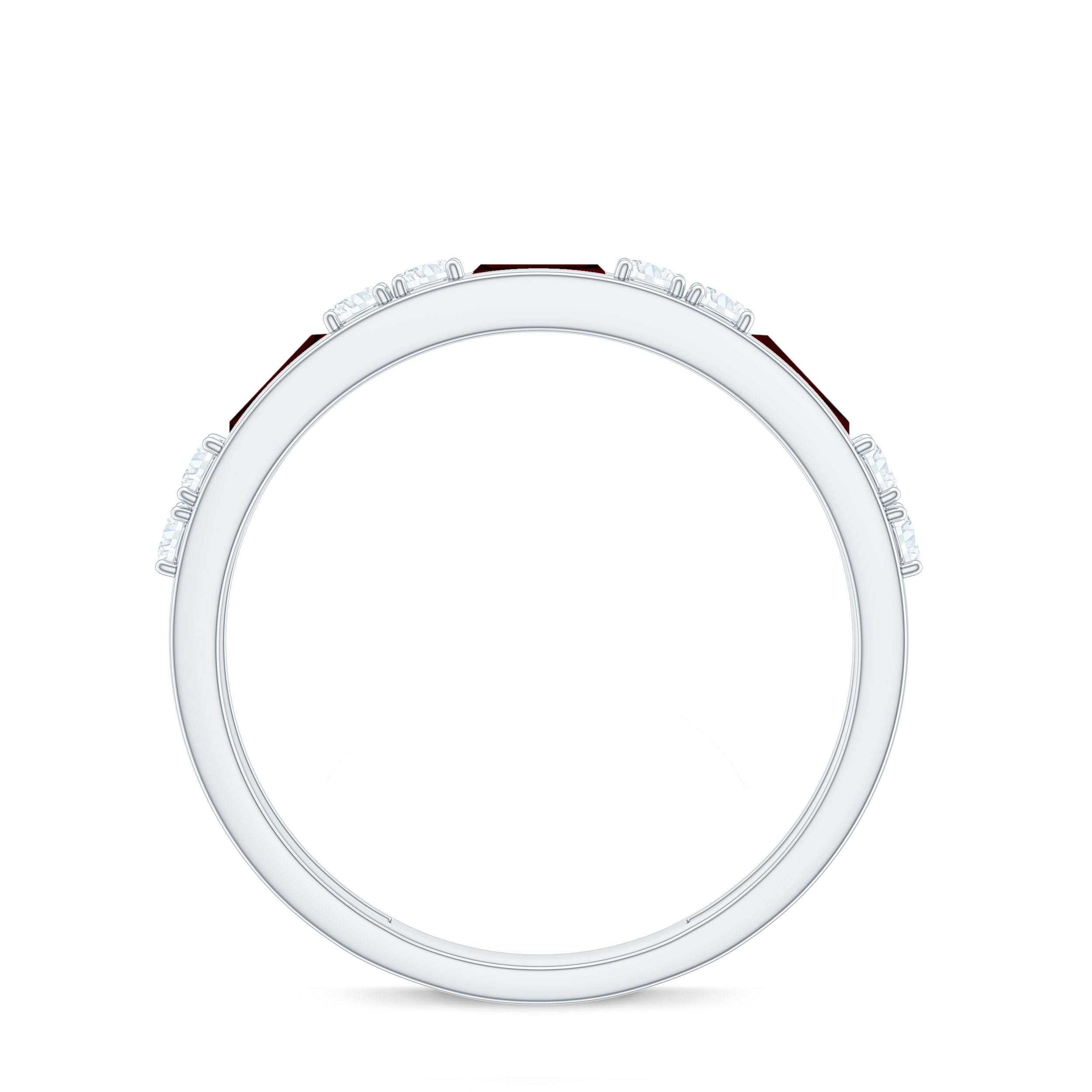 Genuine Baguette Garnet Half Eternity Band with Diamond
