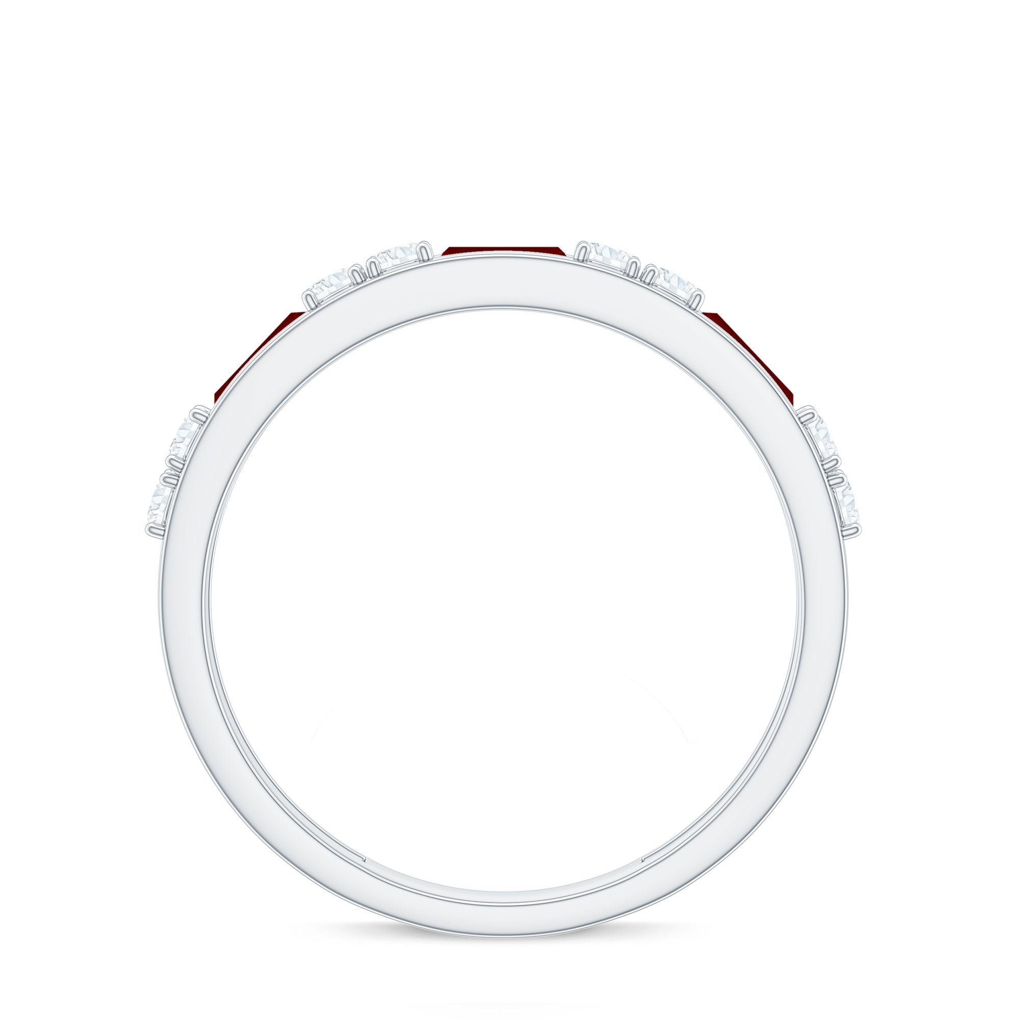 Minimal Created Ruby and Diamond Half Eternity Band Ring