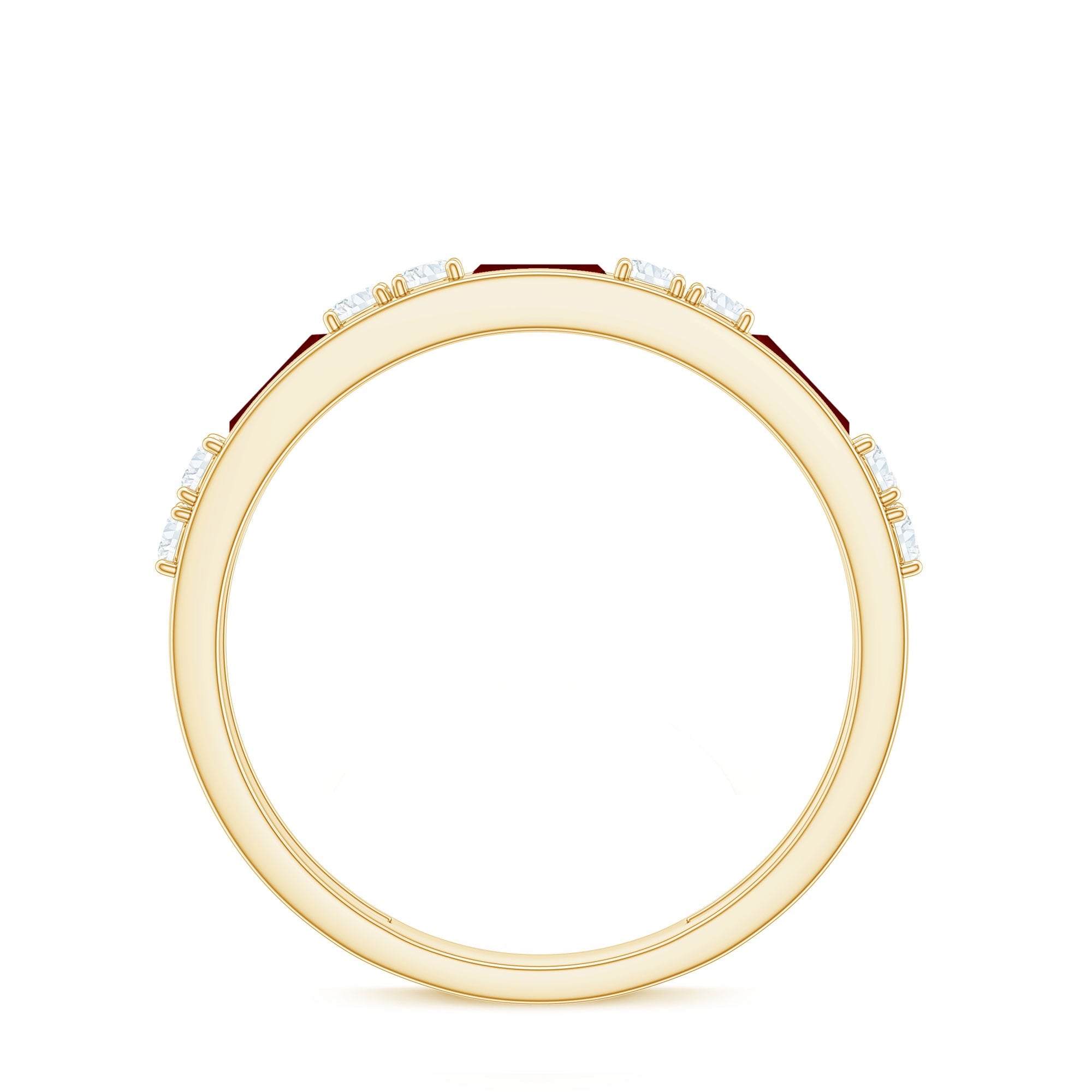 Minimal Created Ruby and Diamond Half Eternity Band Ring