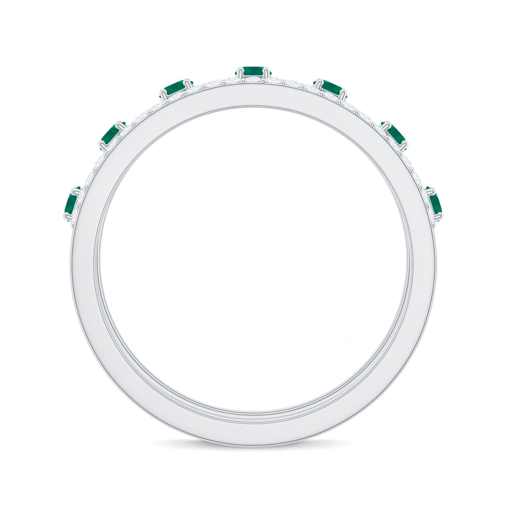 Designer Emerald Diamond Wedding Band Ring with Certificate