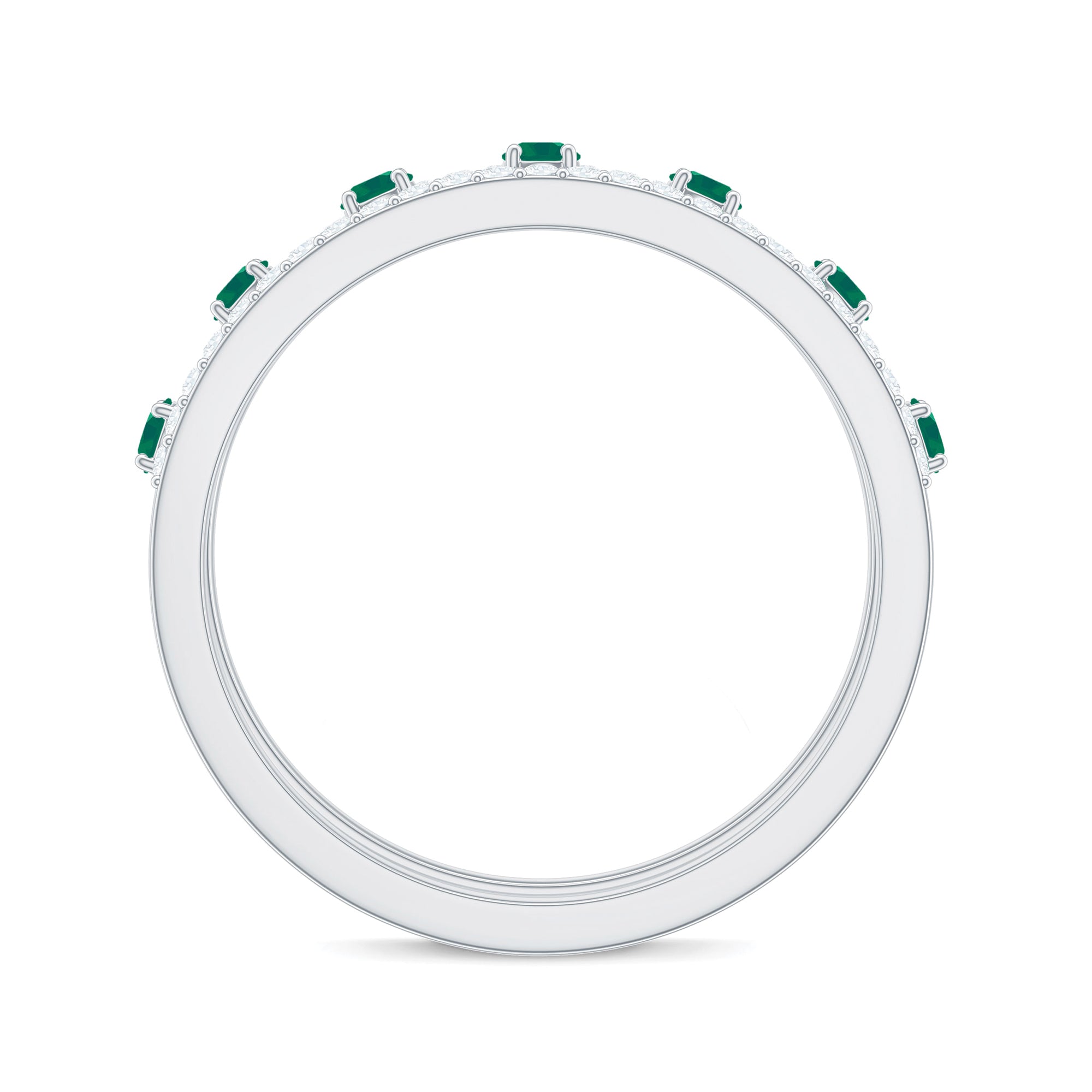 Designer Emerald Diamond Wedding Band Ring with Certificate