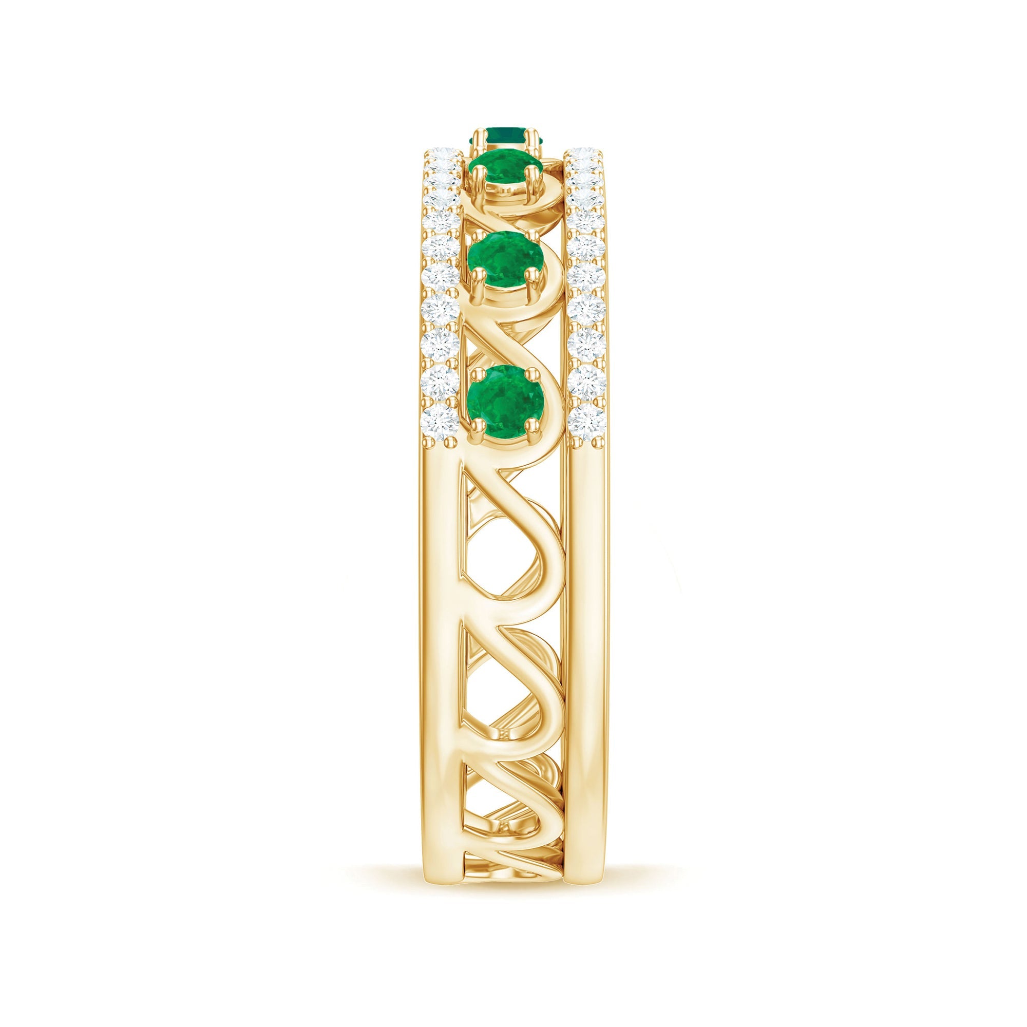 Designer Emerald Diamond Wedding Band Ring with Certificate
