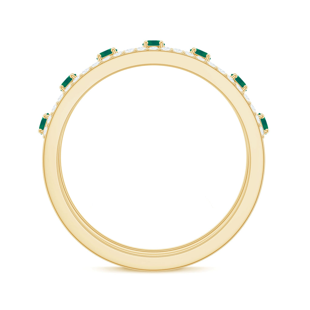 Designer Emerald Diamond Wedding Band Ring with Certificate